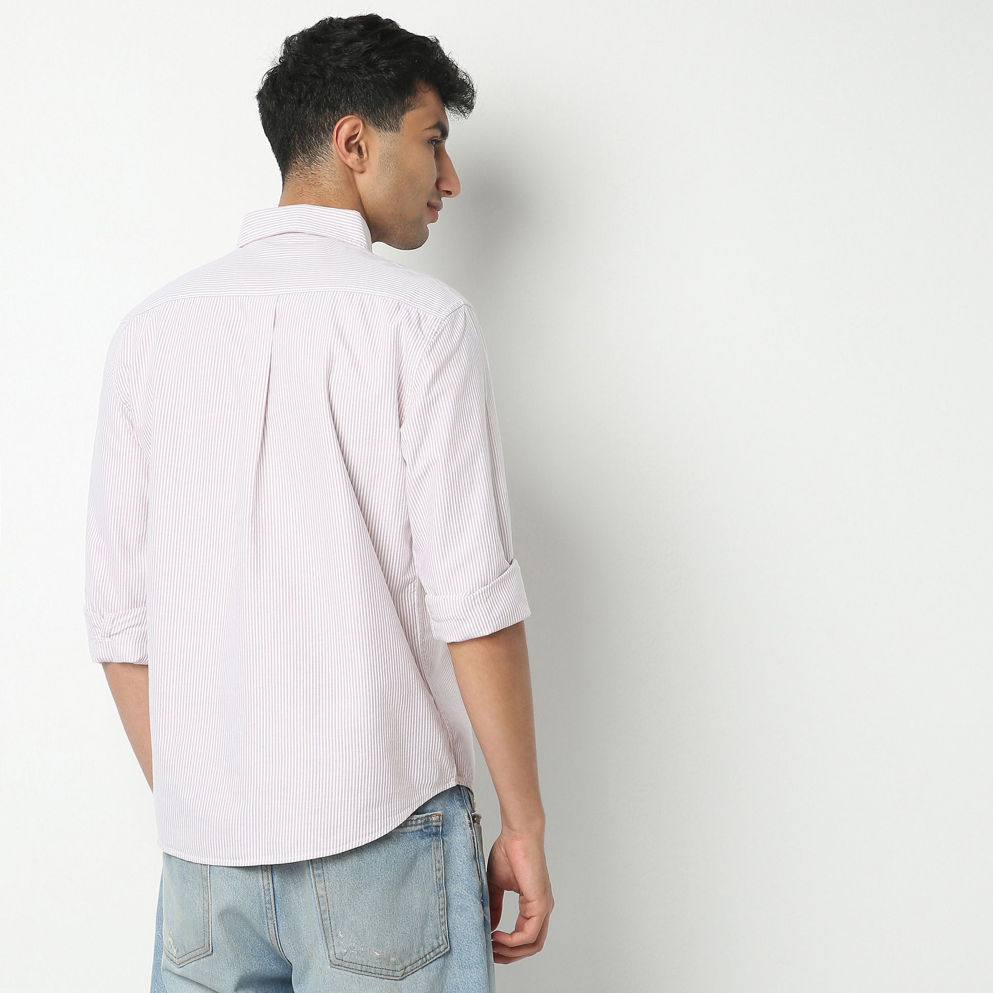 Regular Fit Striped Shirt Collar Regular Length Shirt