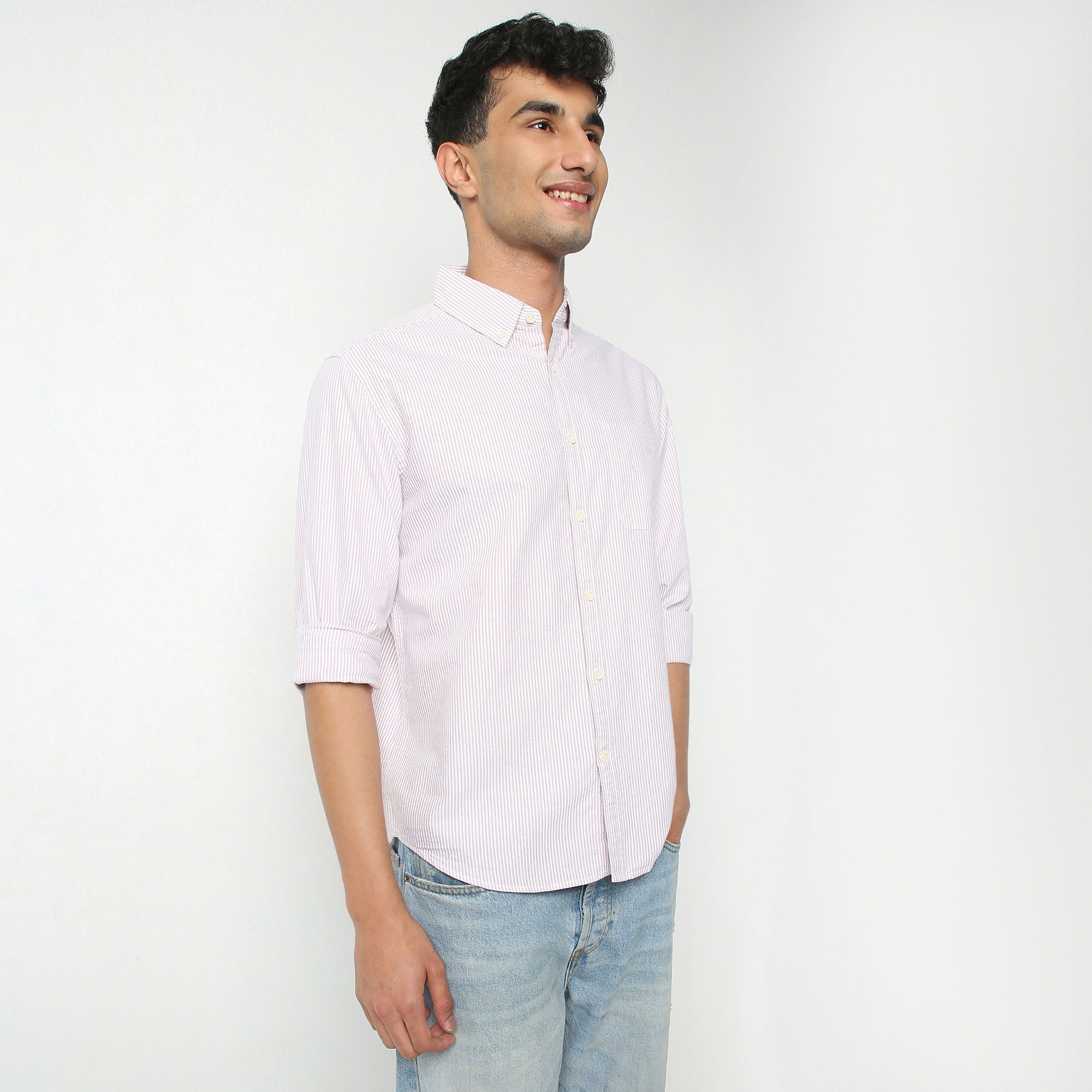 Regular Fit Striped Shirt Collar Regular Length Shirt