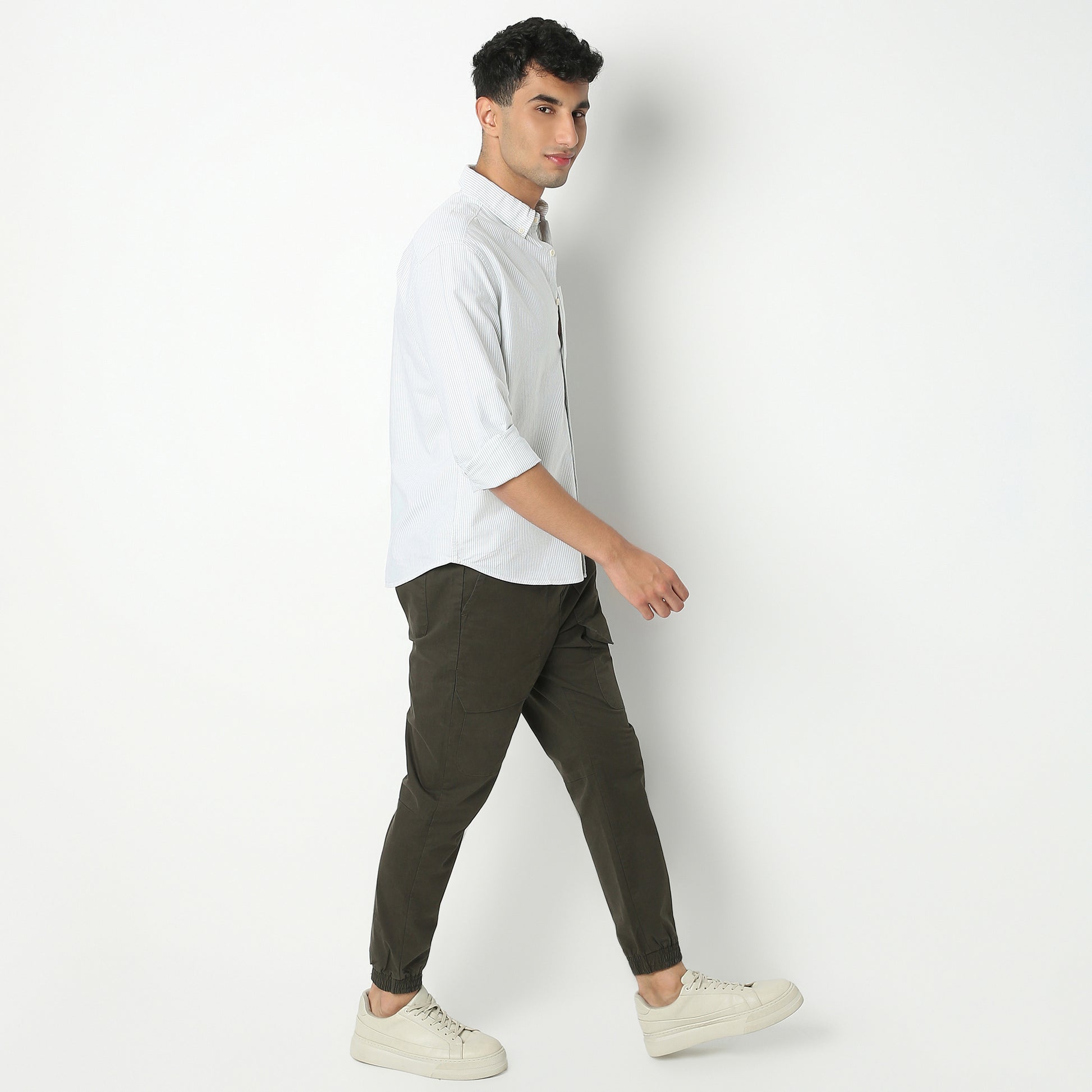 Regular Fit Striped Shirt Collar Regular Length Shirt