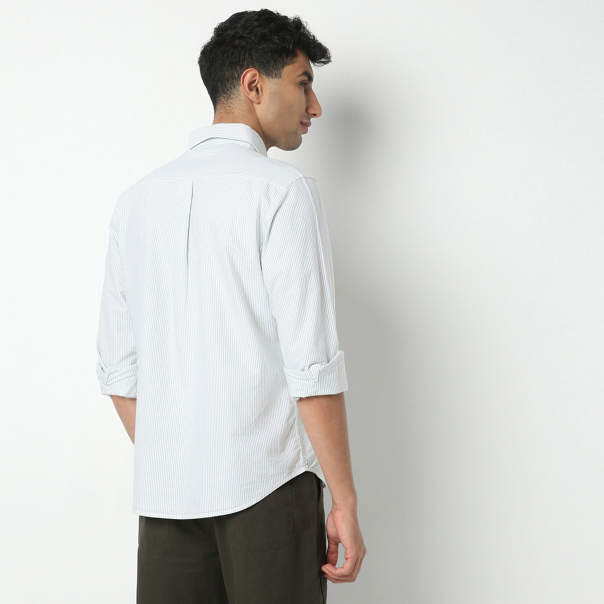 Regular Fit Striped Shirt Collar Regular Length Shirt