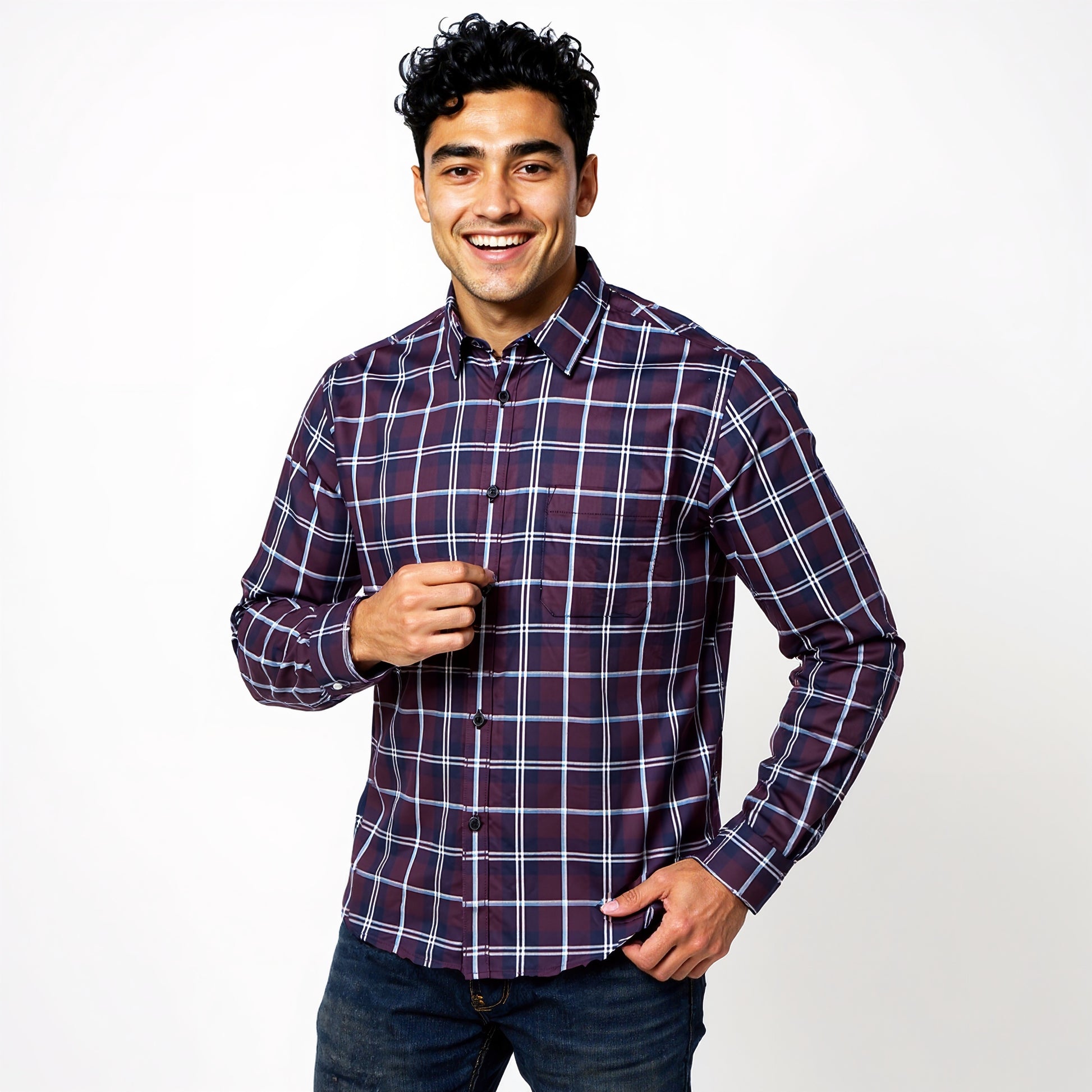 Cotton Checkered Country Slub Shirt