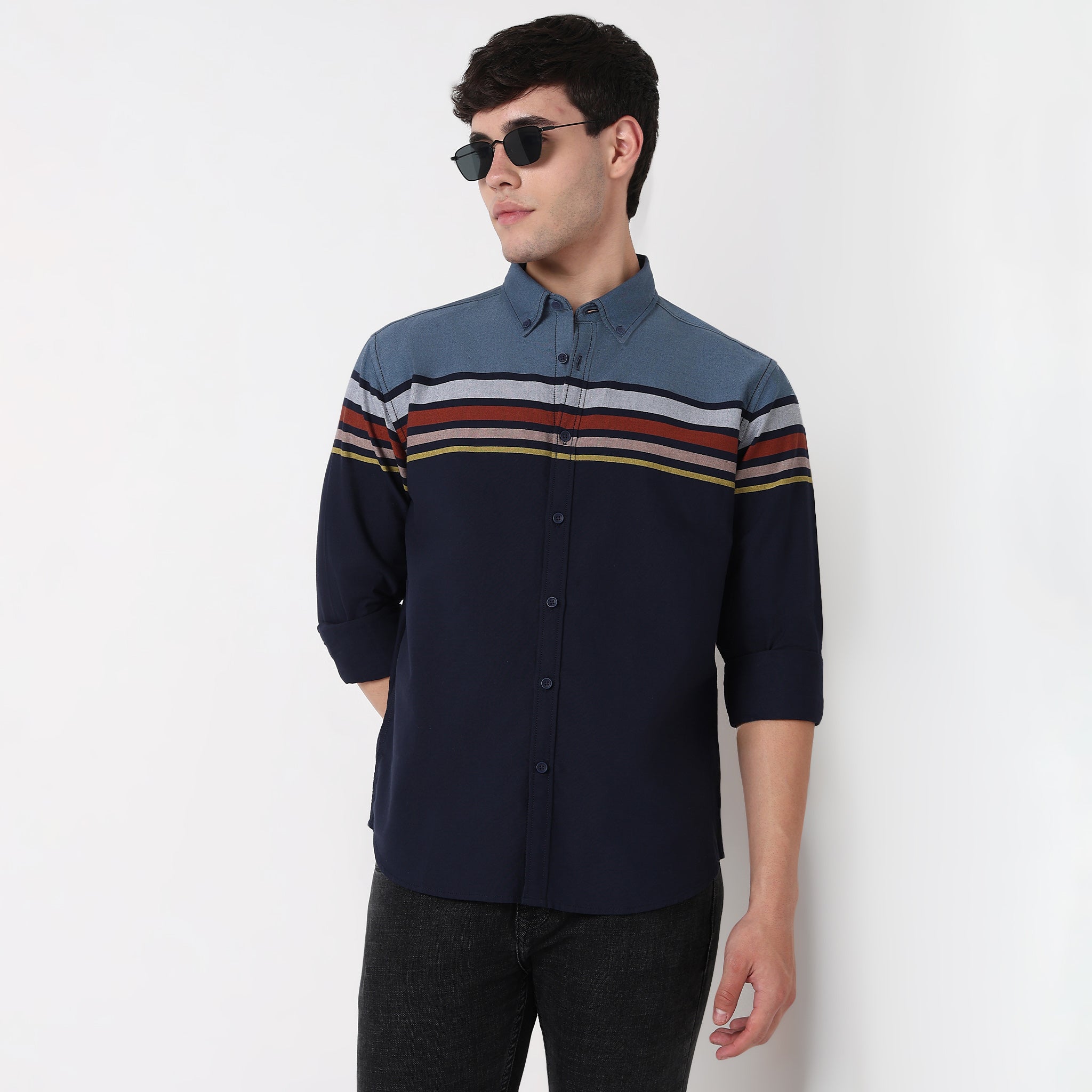 Cotton Striped Derby Shirt