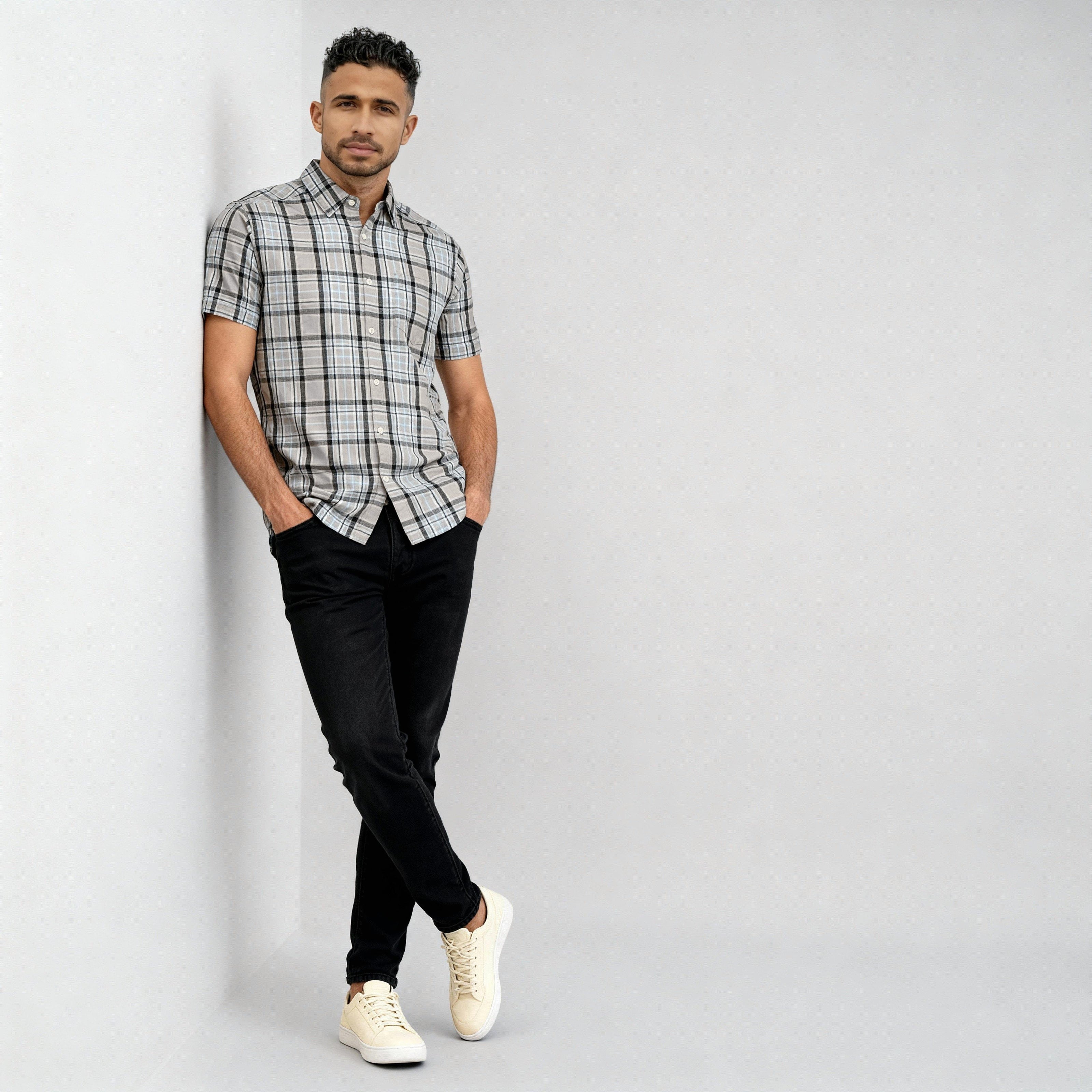 Cotton Checkered Country Slub Shirt