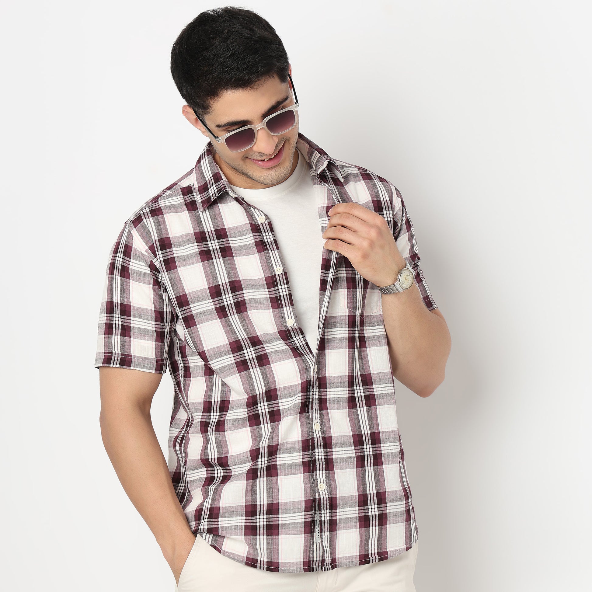 Cotton Checkered Country Slub Shirt