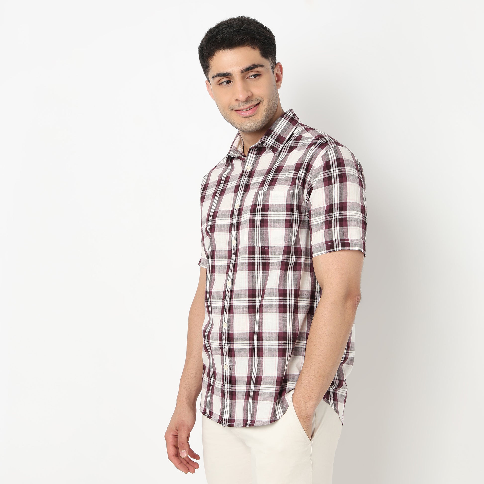Cotton Checkered Country Slub Shirt