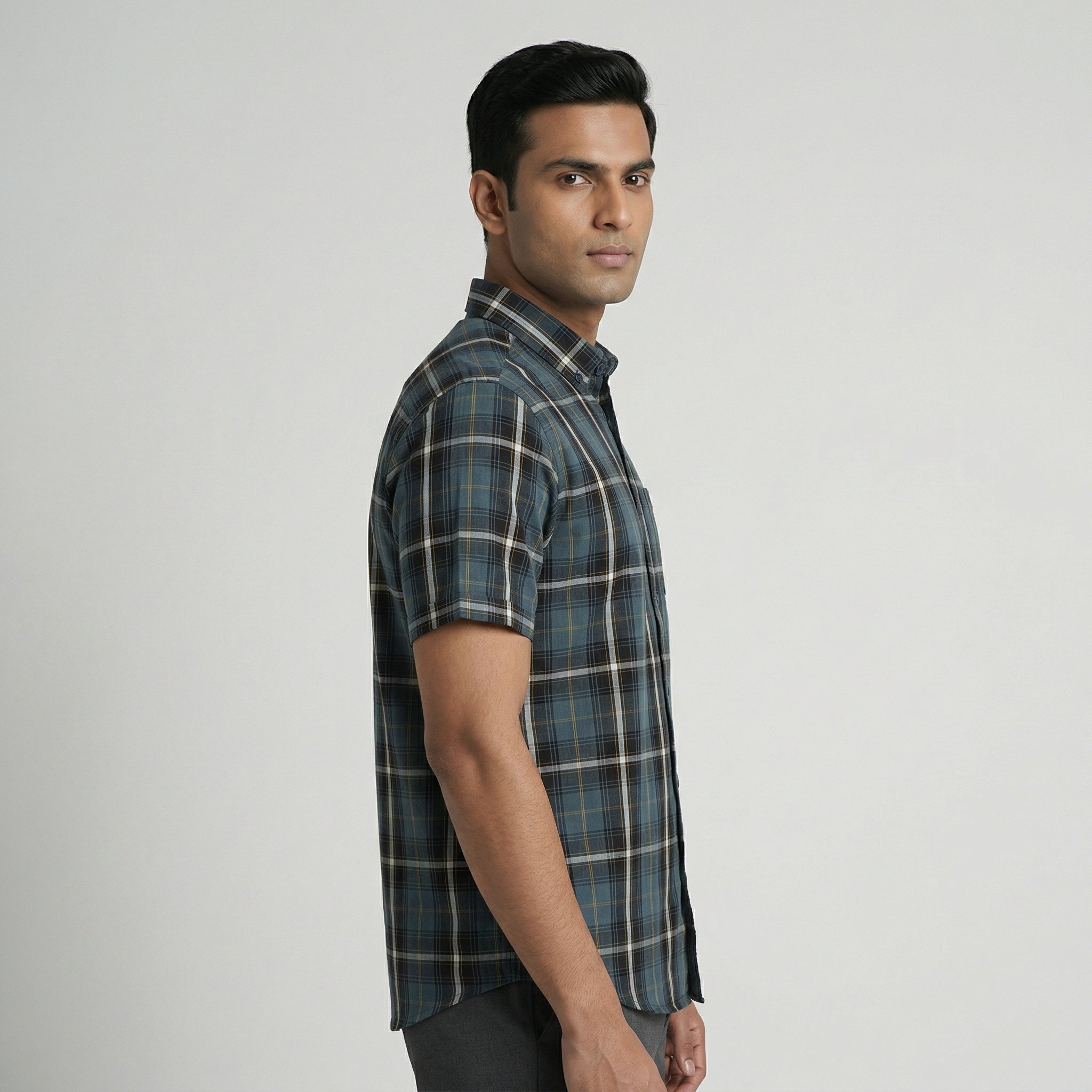 Cotton Checkered Country Slub Shirt