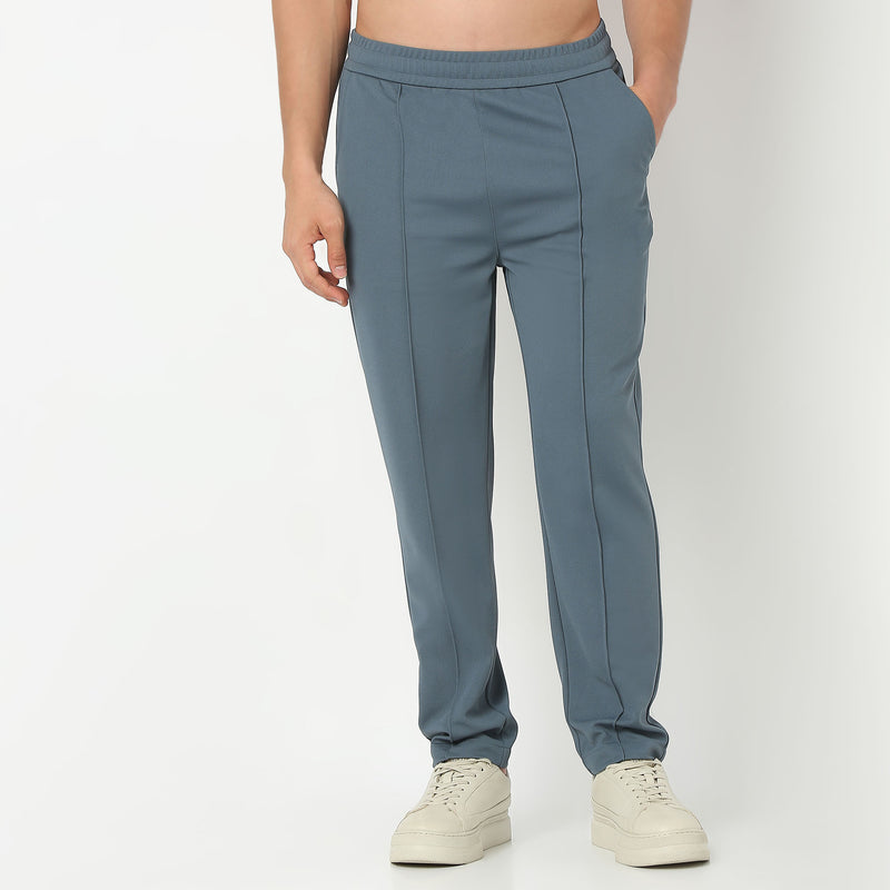 Solid Ankle Length Knitted Textured Pants