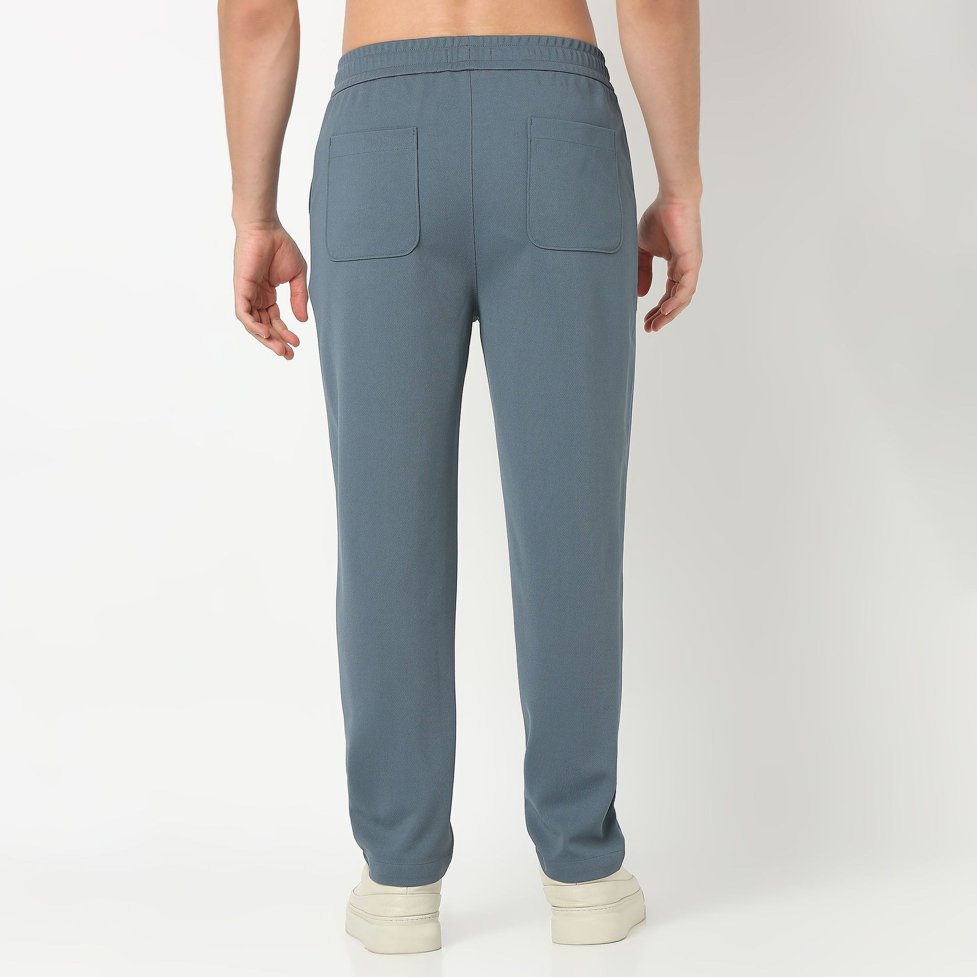 Regular Fit Solid Mid Rise Trousers