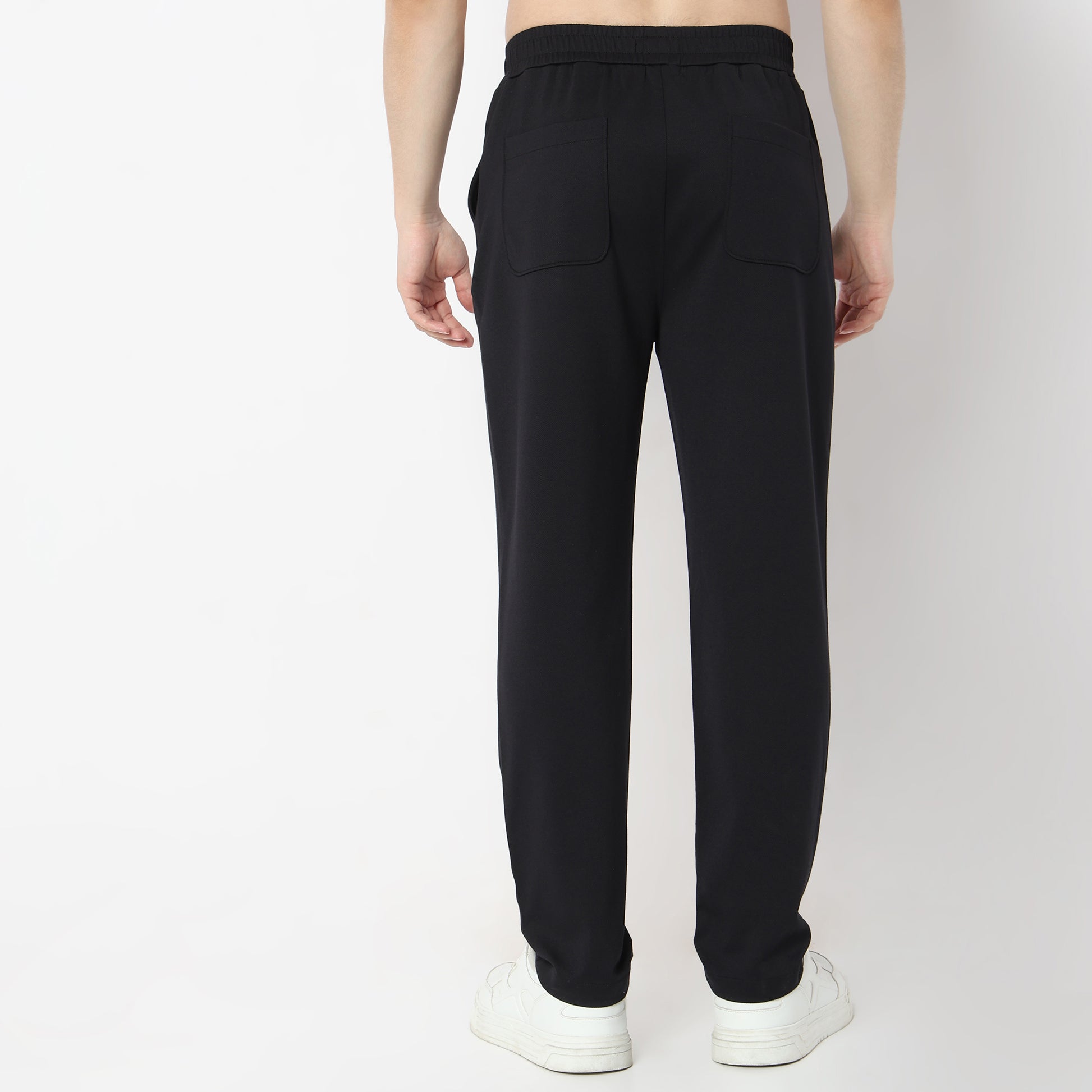 Regular Fit Solid Mid Rise Trousers