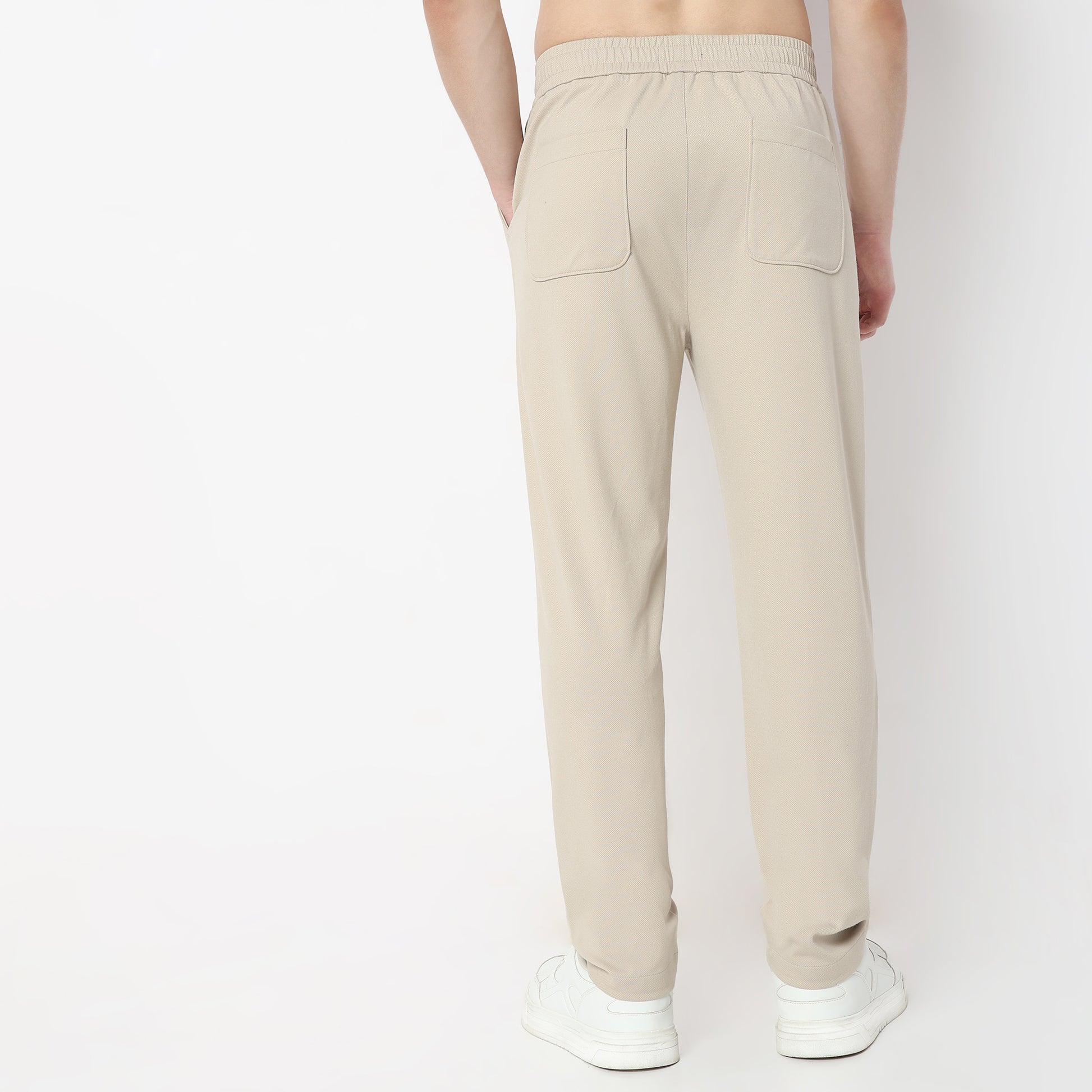 Regular Fit Solid Mid Rise Trousers