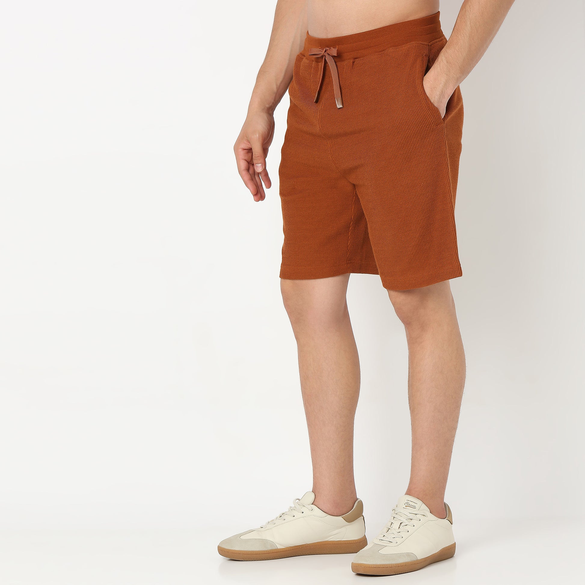 Above Knee Structured Cropped Bermuda Structured Shorts 