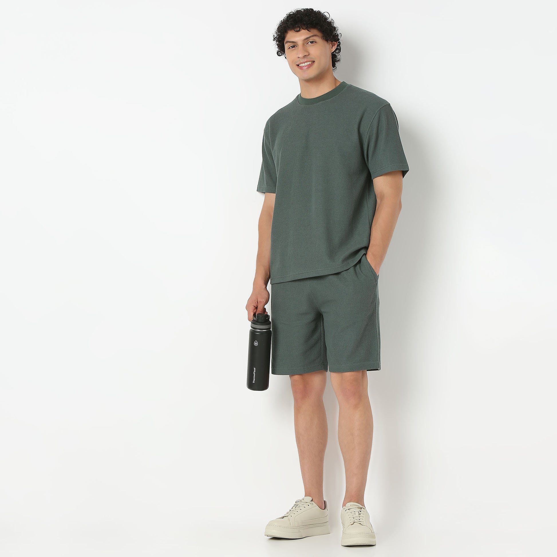 Above Knee Structured Cropped Bermuda Structured Shorts 