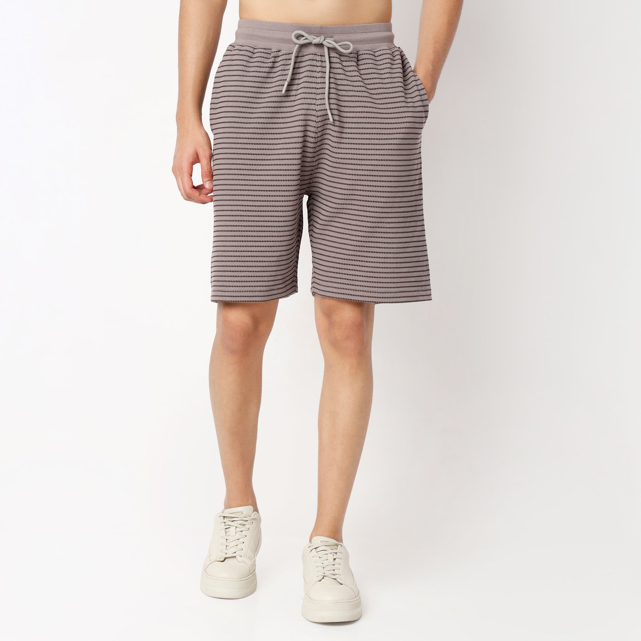 Regular Fit Structured Mid Rise Shorts