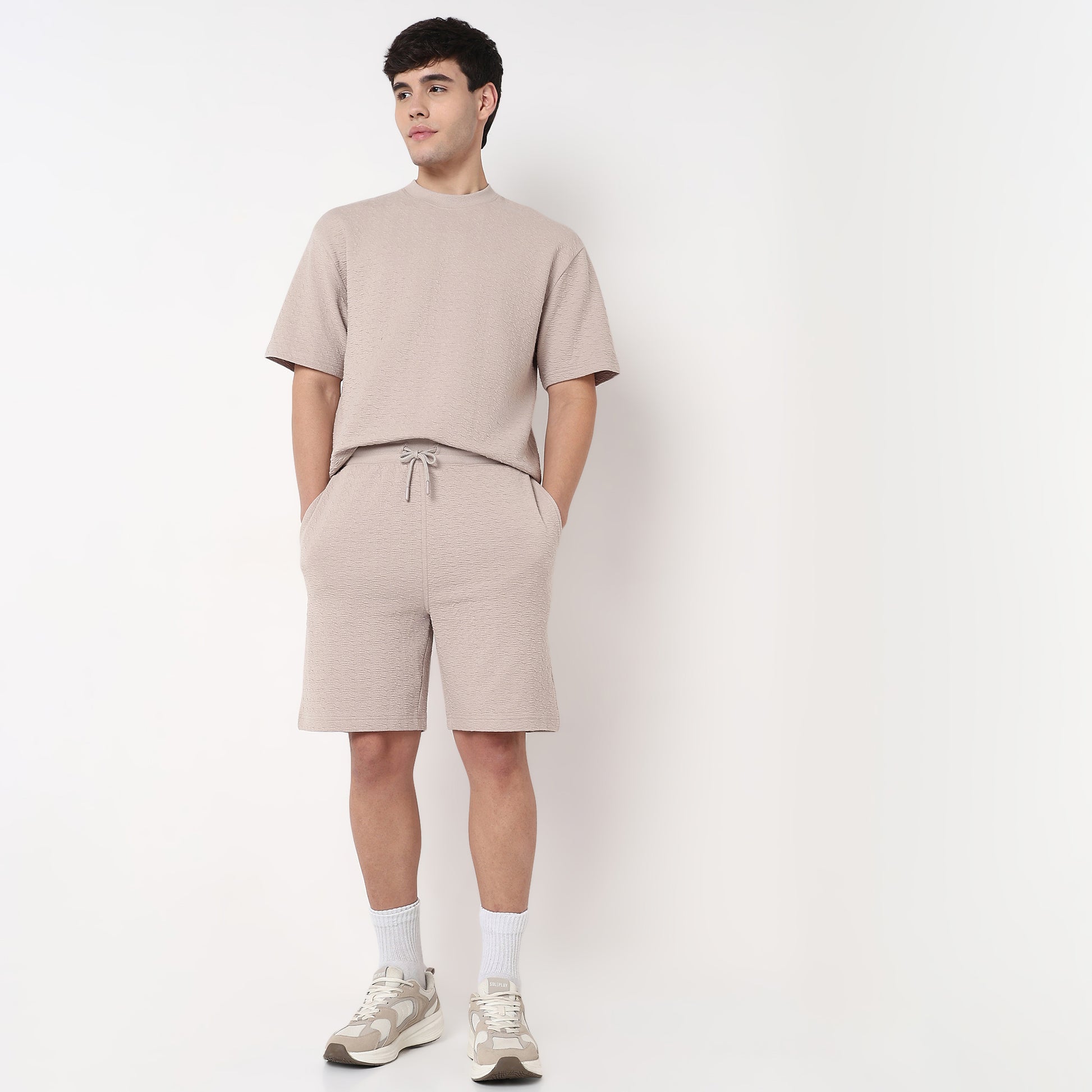 Above Knee Solid Structured Uniset Shorts