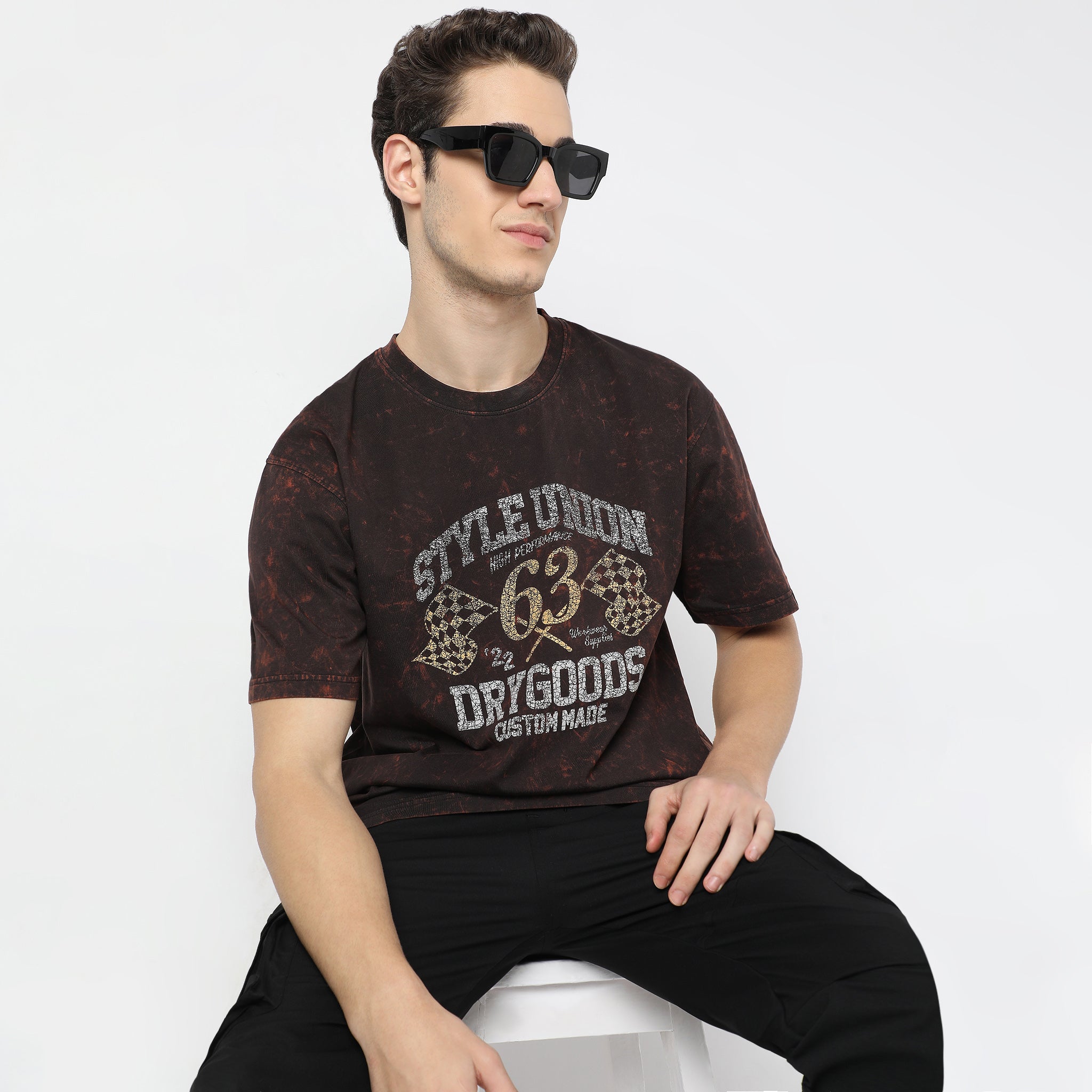 Oversized Crew Neck Modern Street Union Graphic T-Shirt