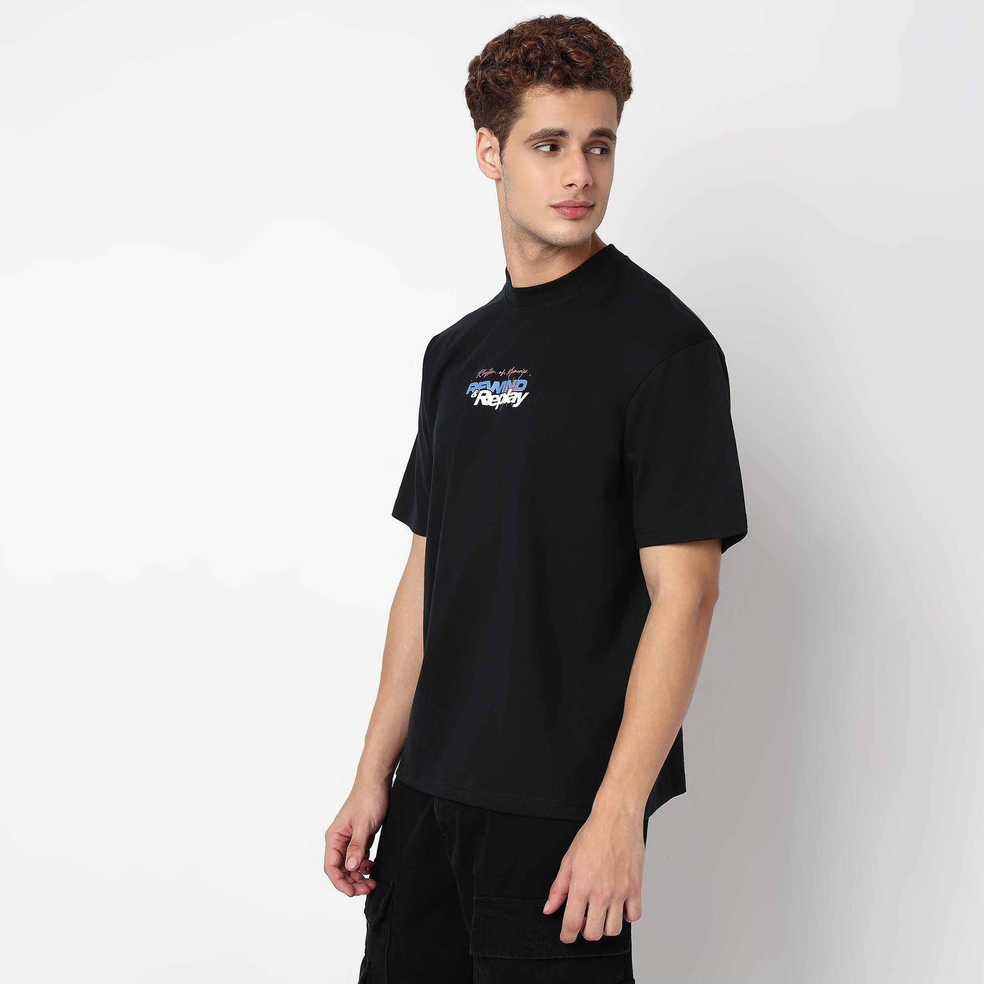 Knitted Graphic Crew Neck Oversize Karaoke T-Shirt