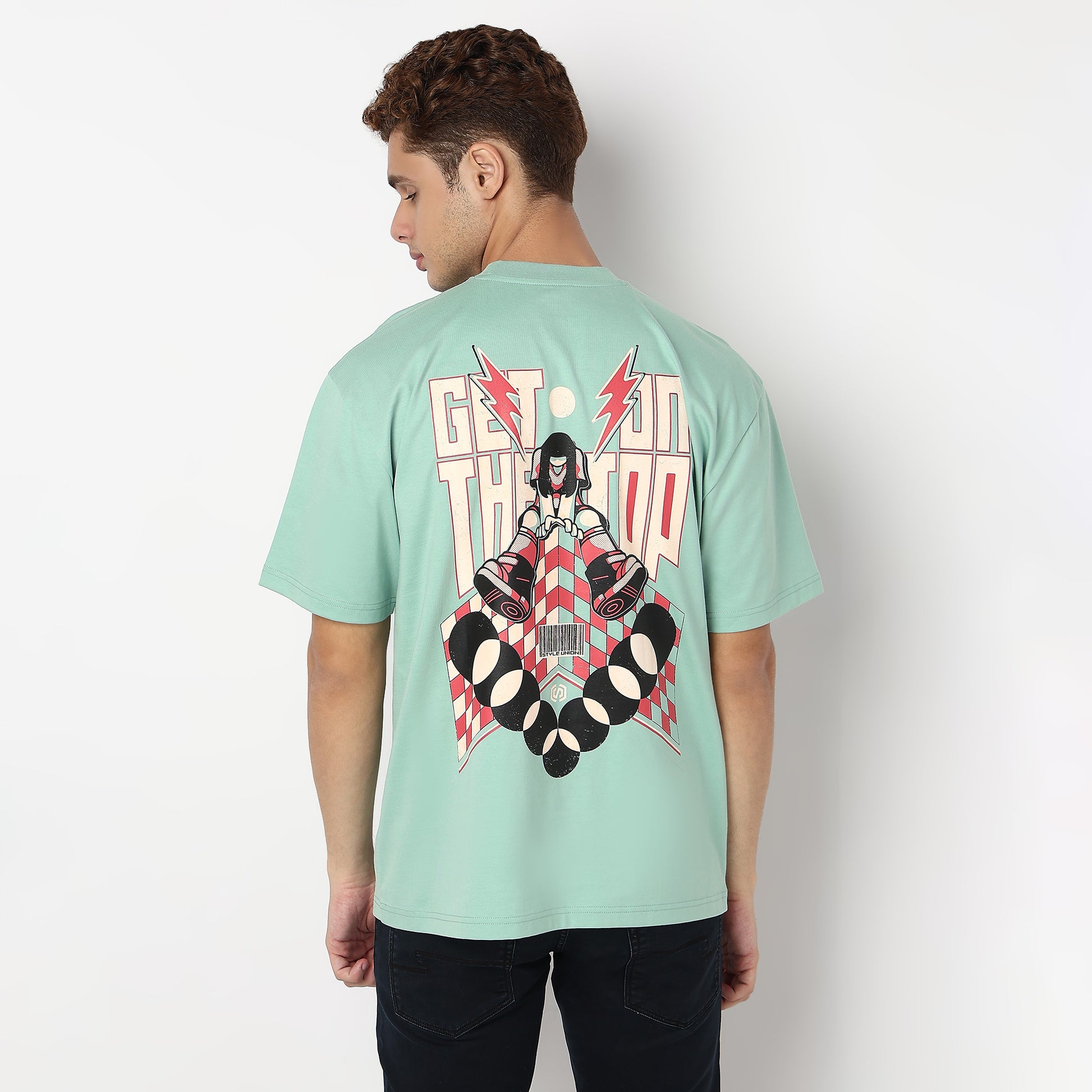 Knitted Graphic Crew Neck Oversize Karaoke T-Shirt