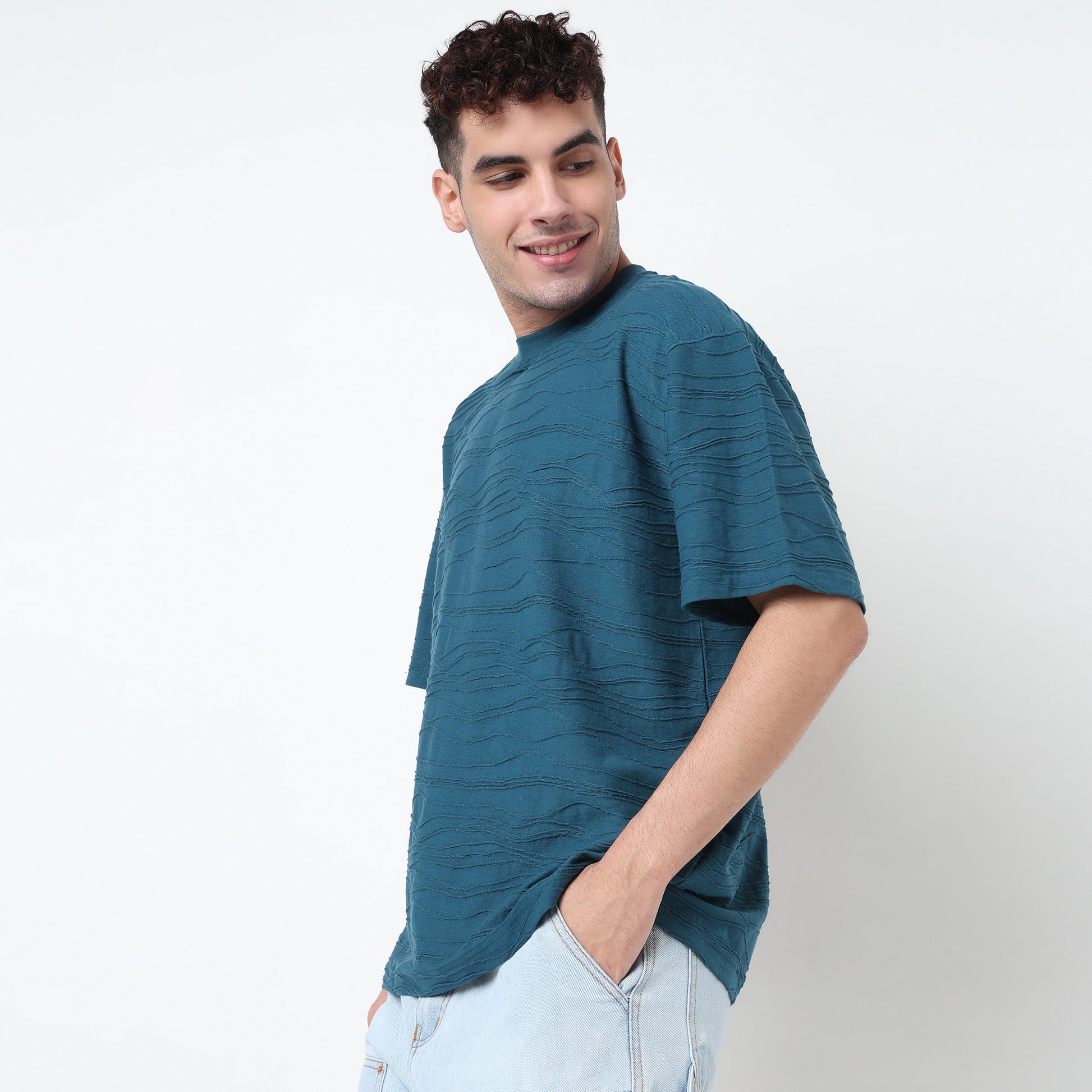 Crew Neck Structured Baggy T-Shirt
