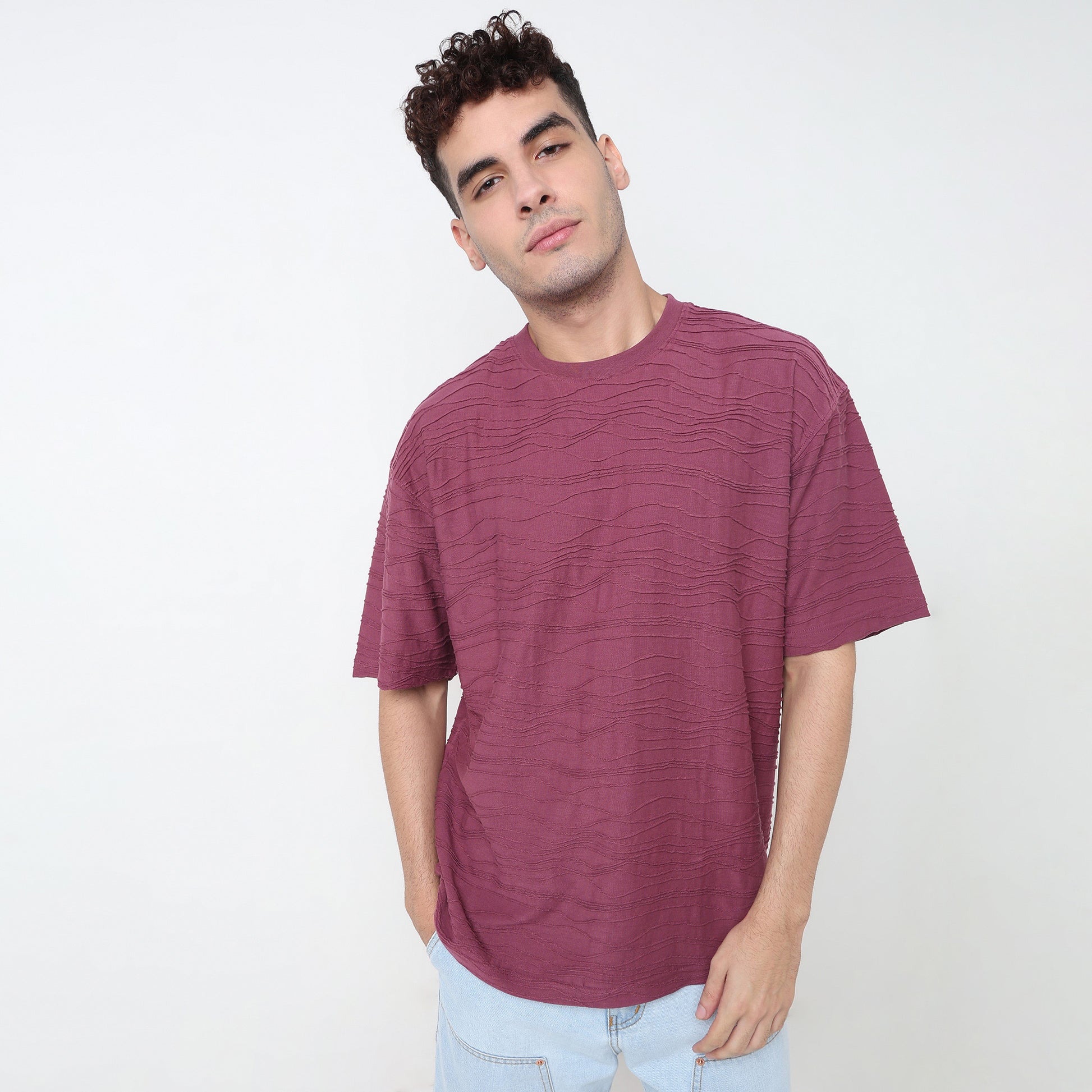 Crew Neck Structured Baggy T-Shirt