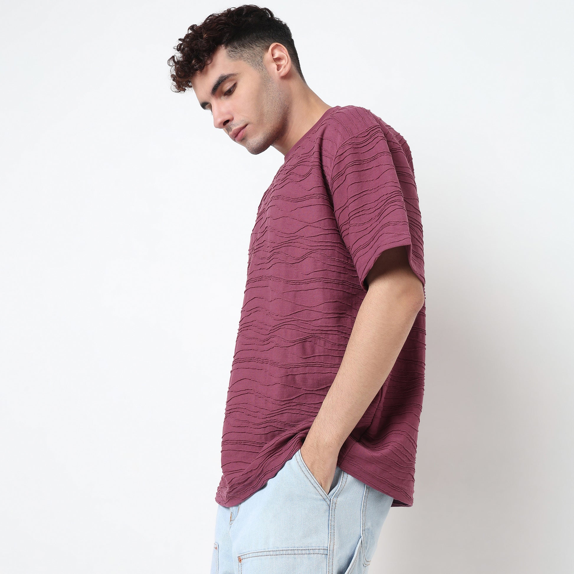 Crew Neck Structured Baggy T-Shirt