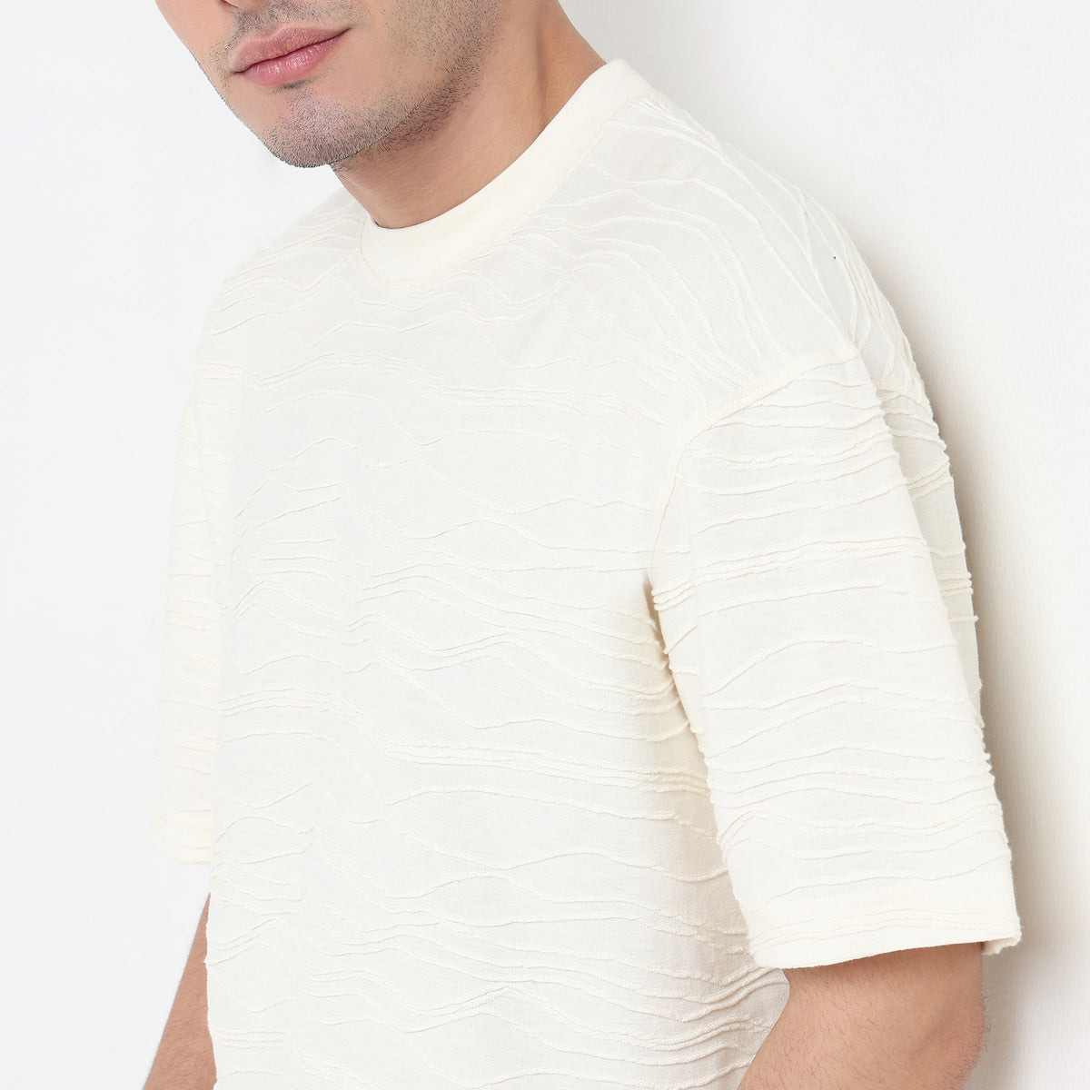 Crew Neck Structured Baggy T-Shirt