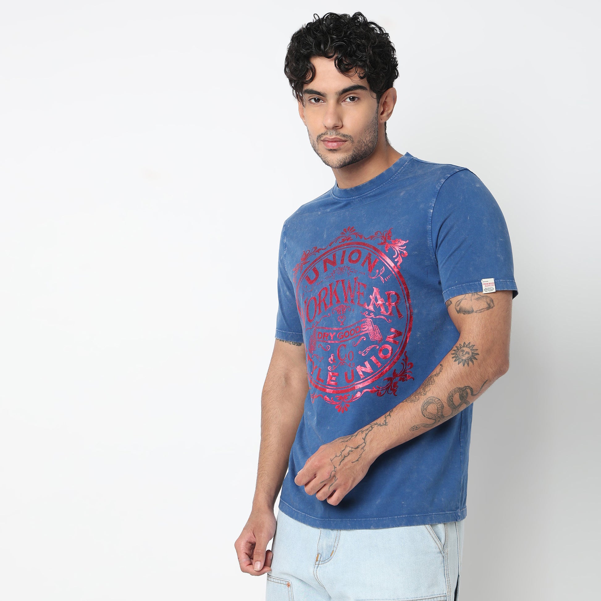 Cotton Crew Neck Graphic T-Shirt