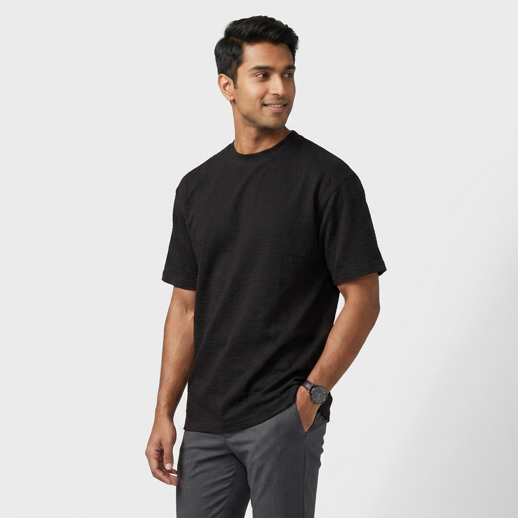 Structured Crew Neck Baggy T-Shirt