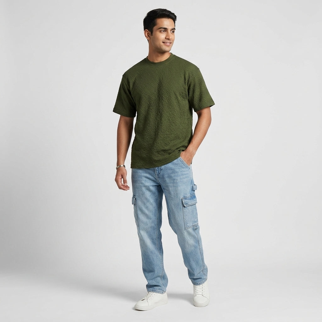 Structured Crew Neck Baggy T-Shirt