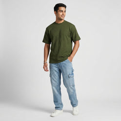 Structured Crew Neck Baggy T-Shirt