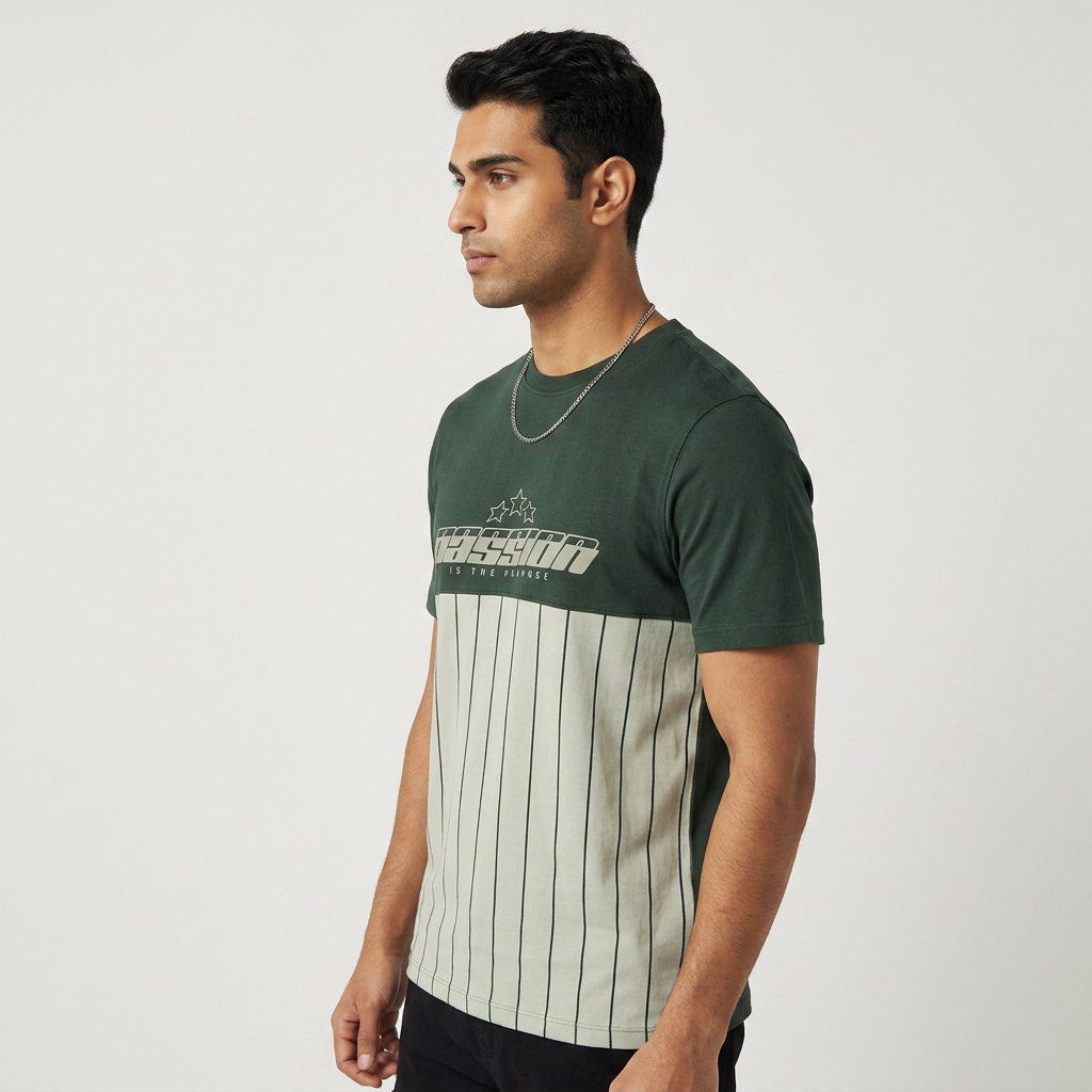 Cut and Sew Crew Neck Union T-Shirt