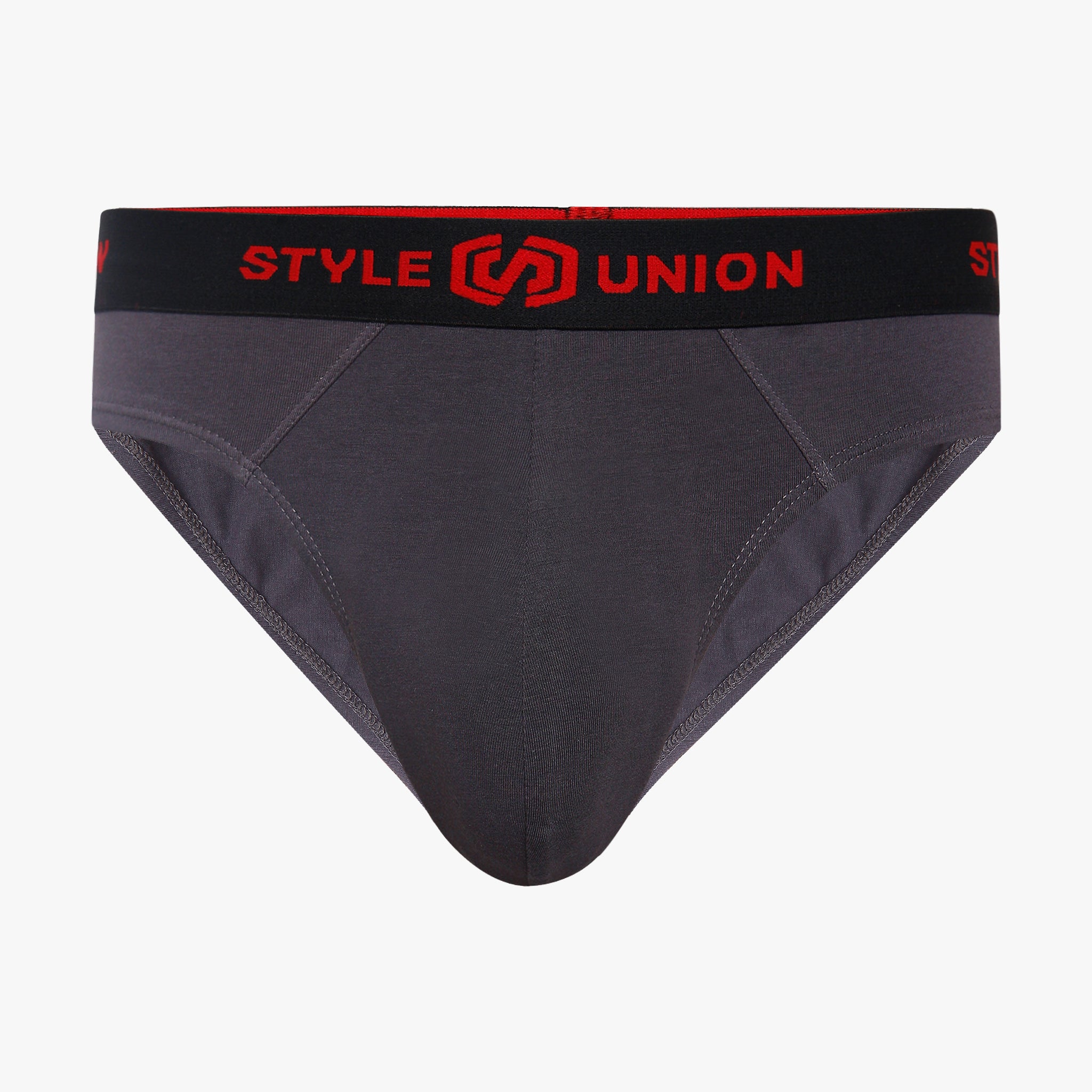 Cotton Black & Dark Grey Melange Mens Brief