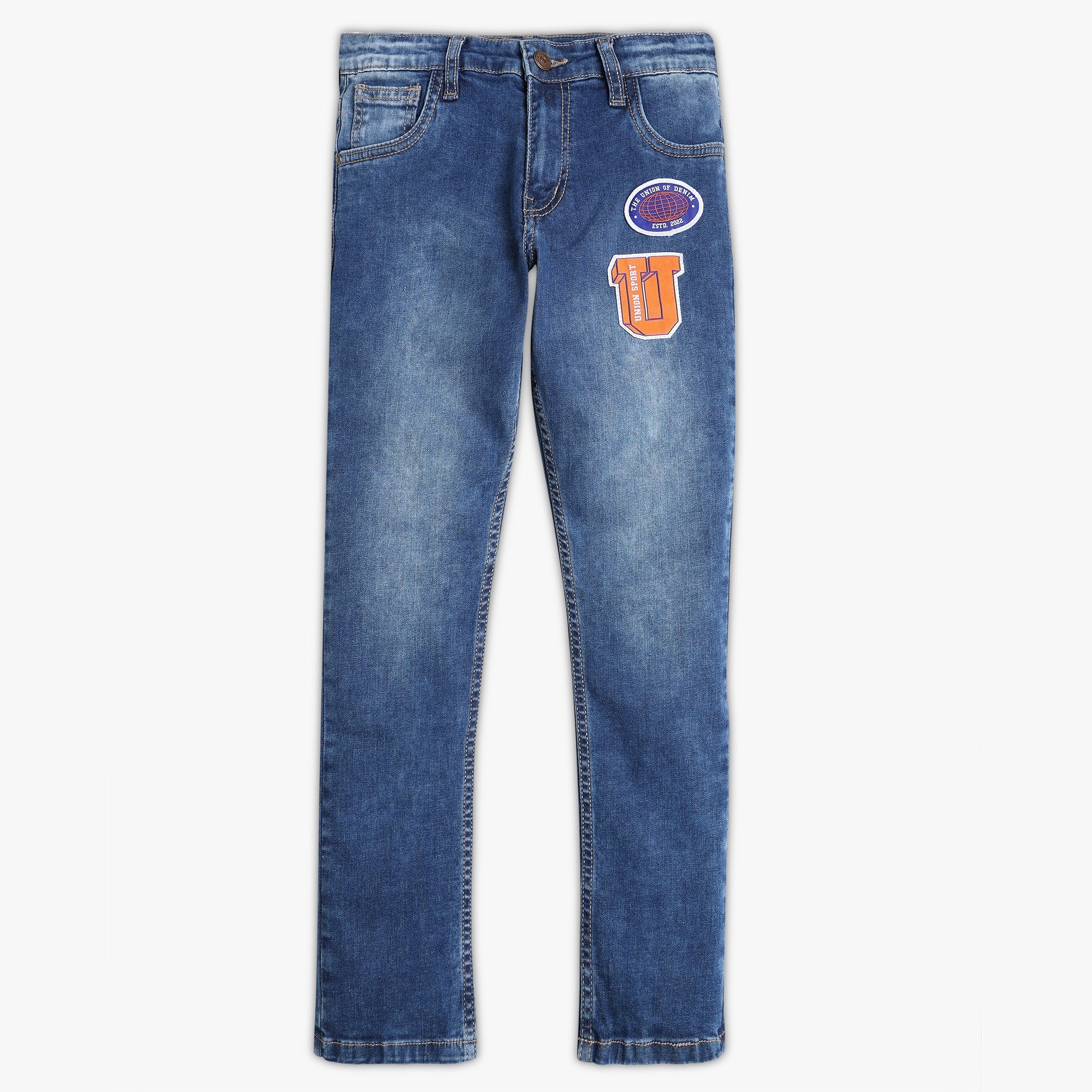 Boys Regular Fit Solid Mid Rise Jeans