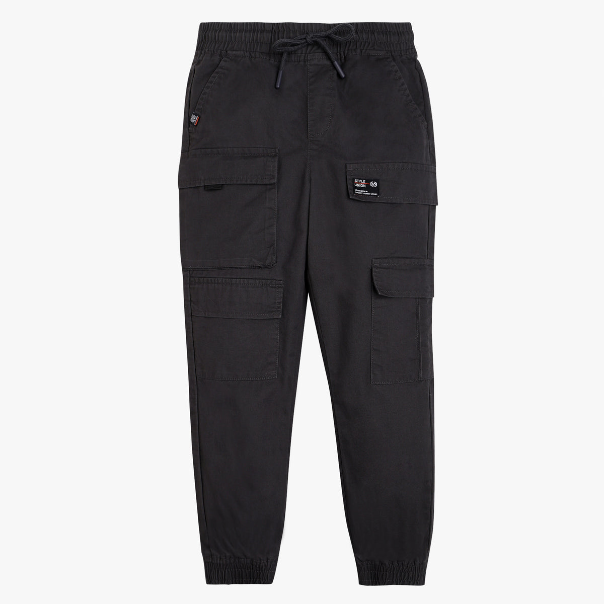 Boys Regular Fit Solid Mid Rise Cargos