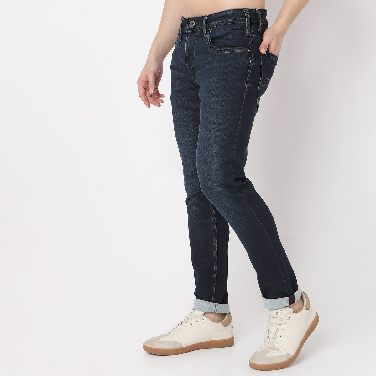 Skinny Comfort 3D Whiskers Full Length Jeans