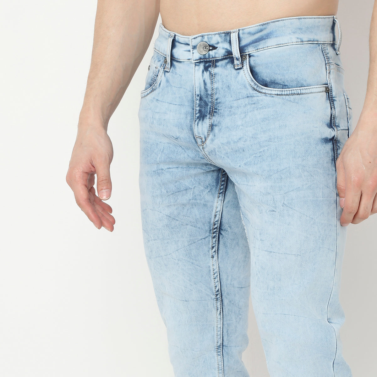 Skinny Fit Ice Washed Bleached Jeans