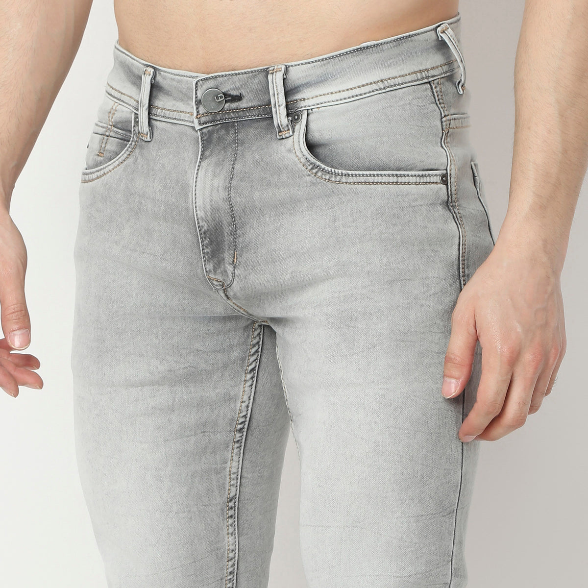 Skinny Fit Ice Washed Bleached Jeans