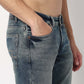 Stone Wash Ankle Length Straight Fit Jeans