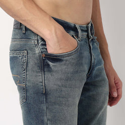 Stone Wash Ankle Length Straight Fit Jeans