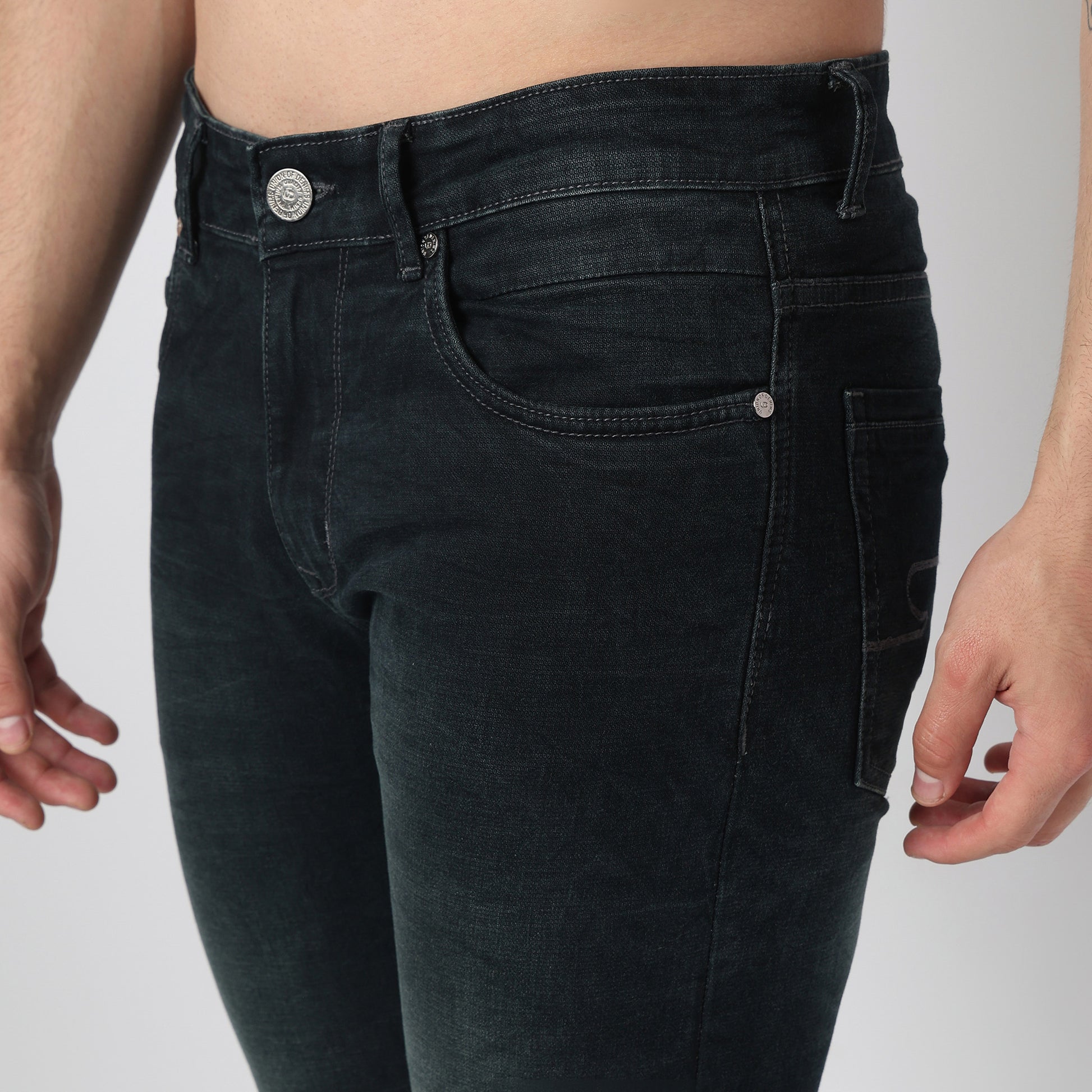 Stone Wash Straight Jeans