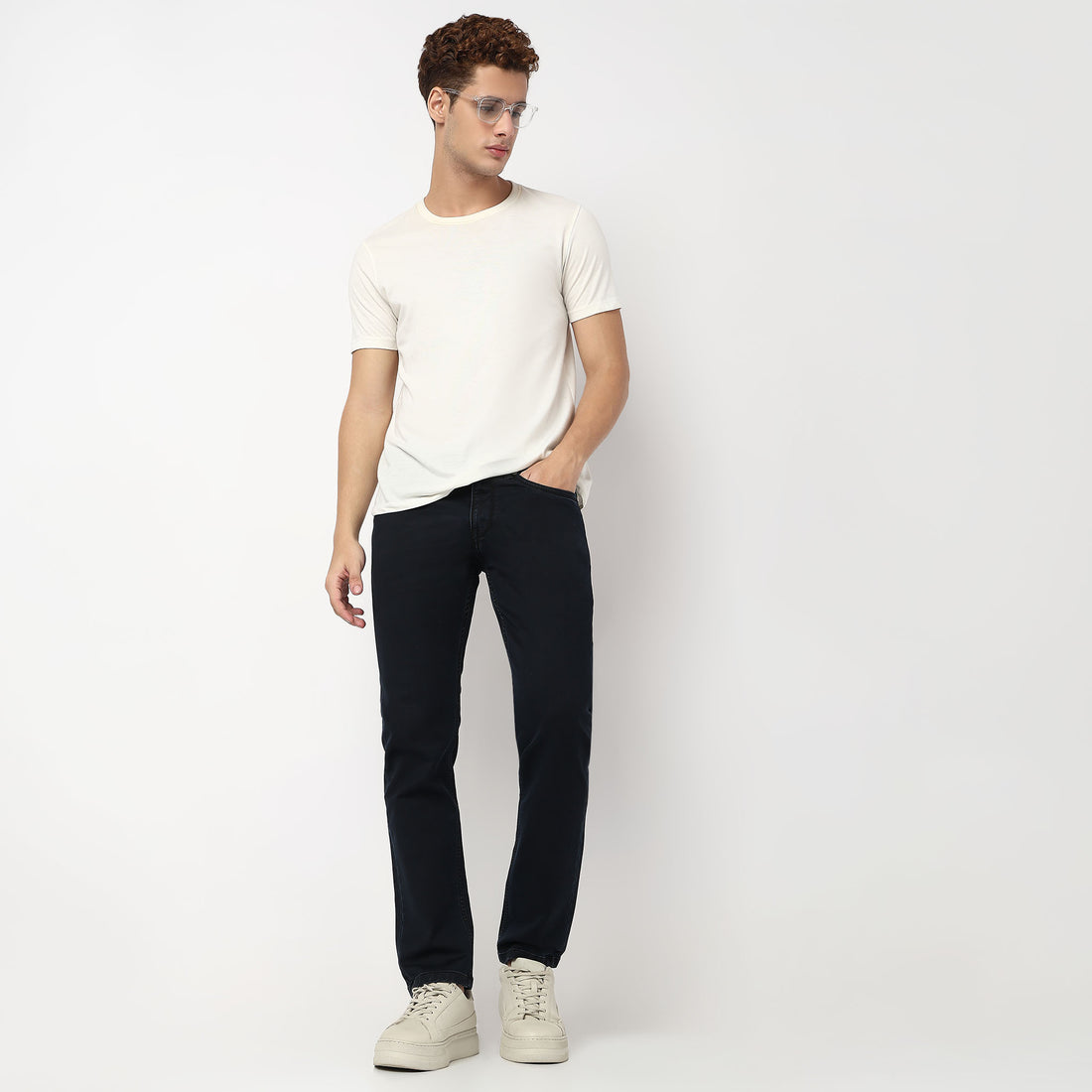 Straight Fit Rich Dark Indigo Sharp And Sophisticated Look Jeans