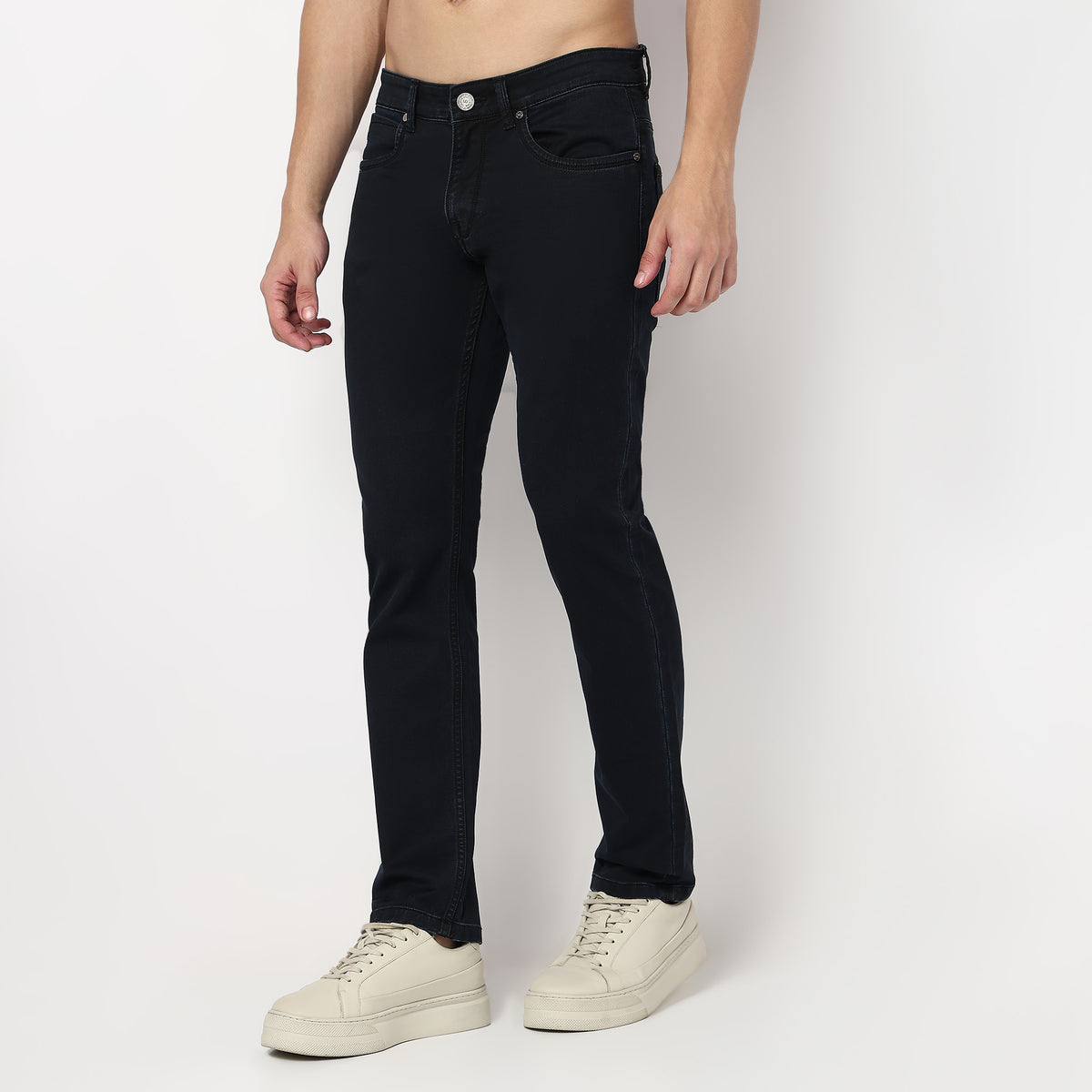 Straight Fit Rich Dark Indigo Sharp And Sophisticated Look Jeans