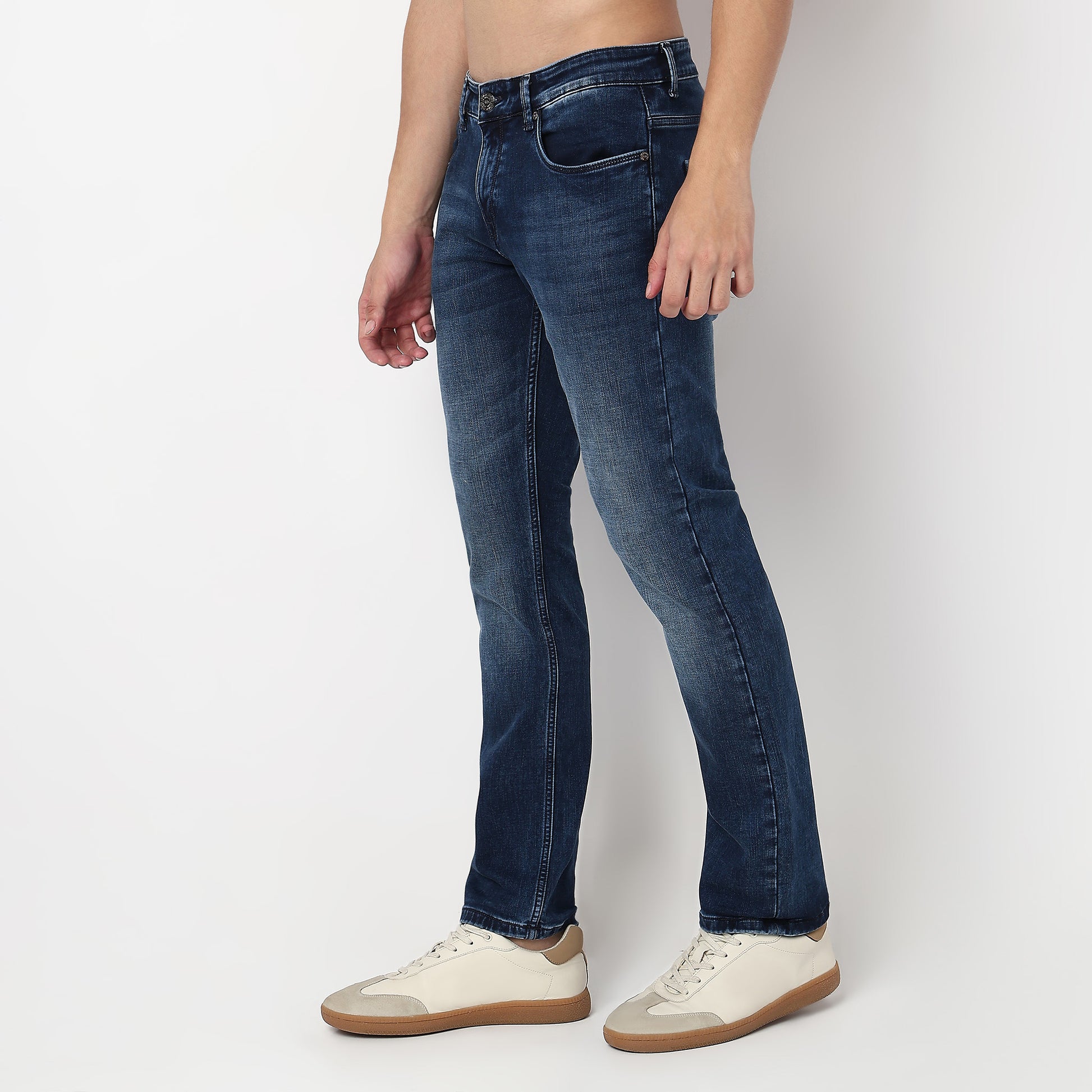 Knitted Slub Fabric Adding Depth Stone Wash Straight Jeans