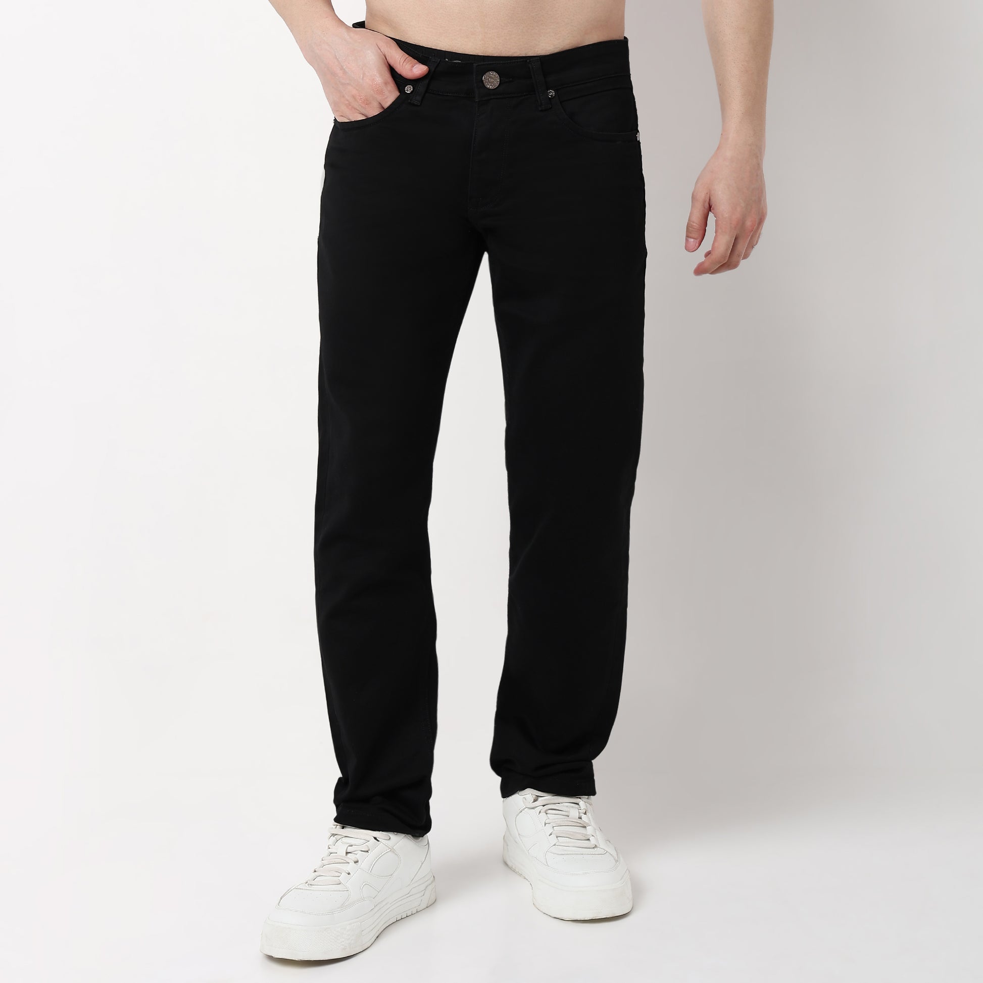 Straight Fit Solid Jeans