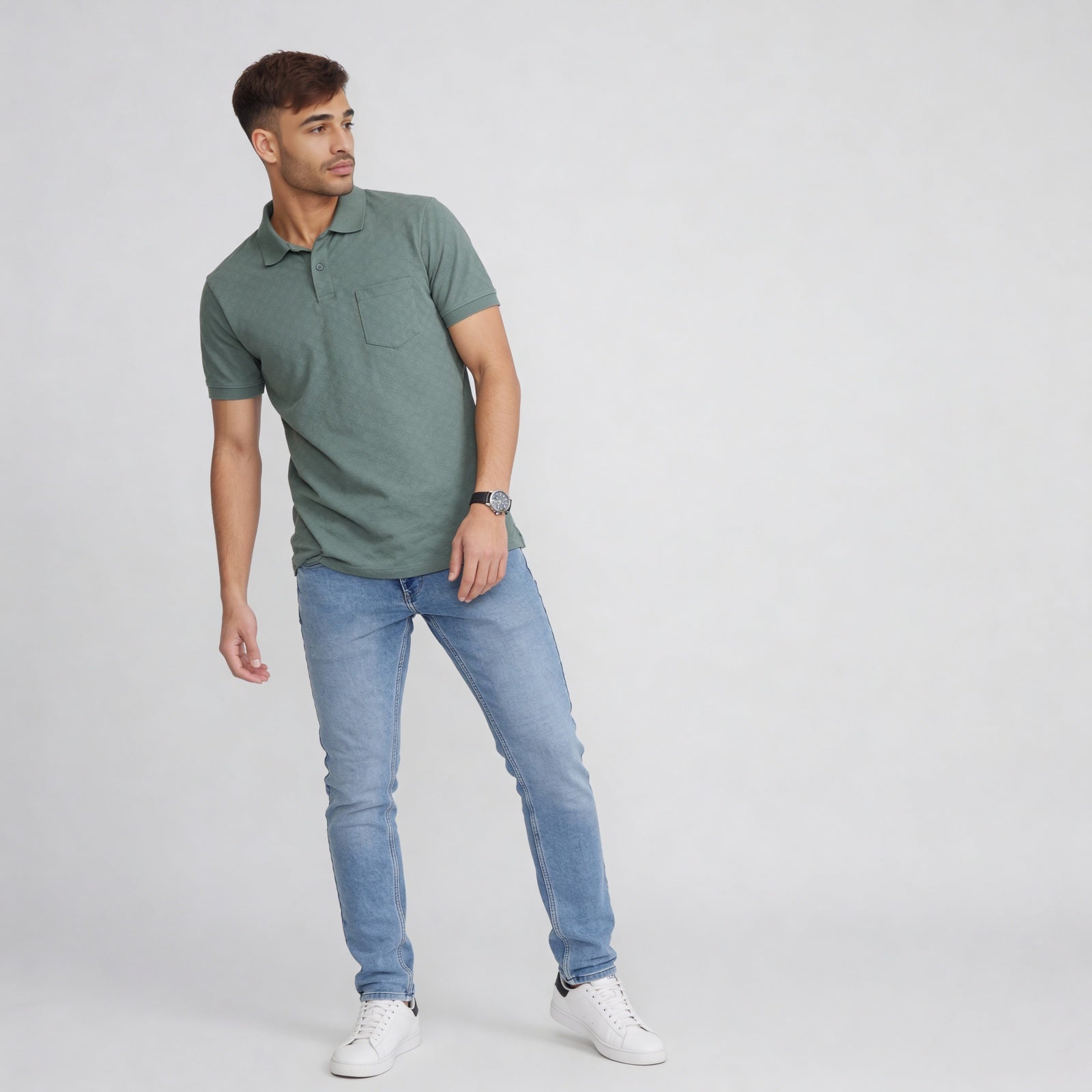 Stone Wash Full Length Jeans