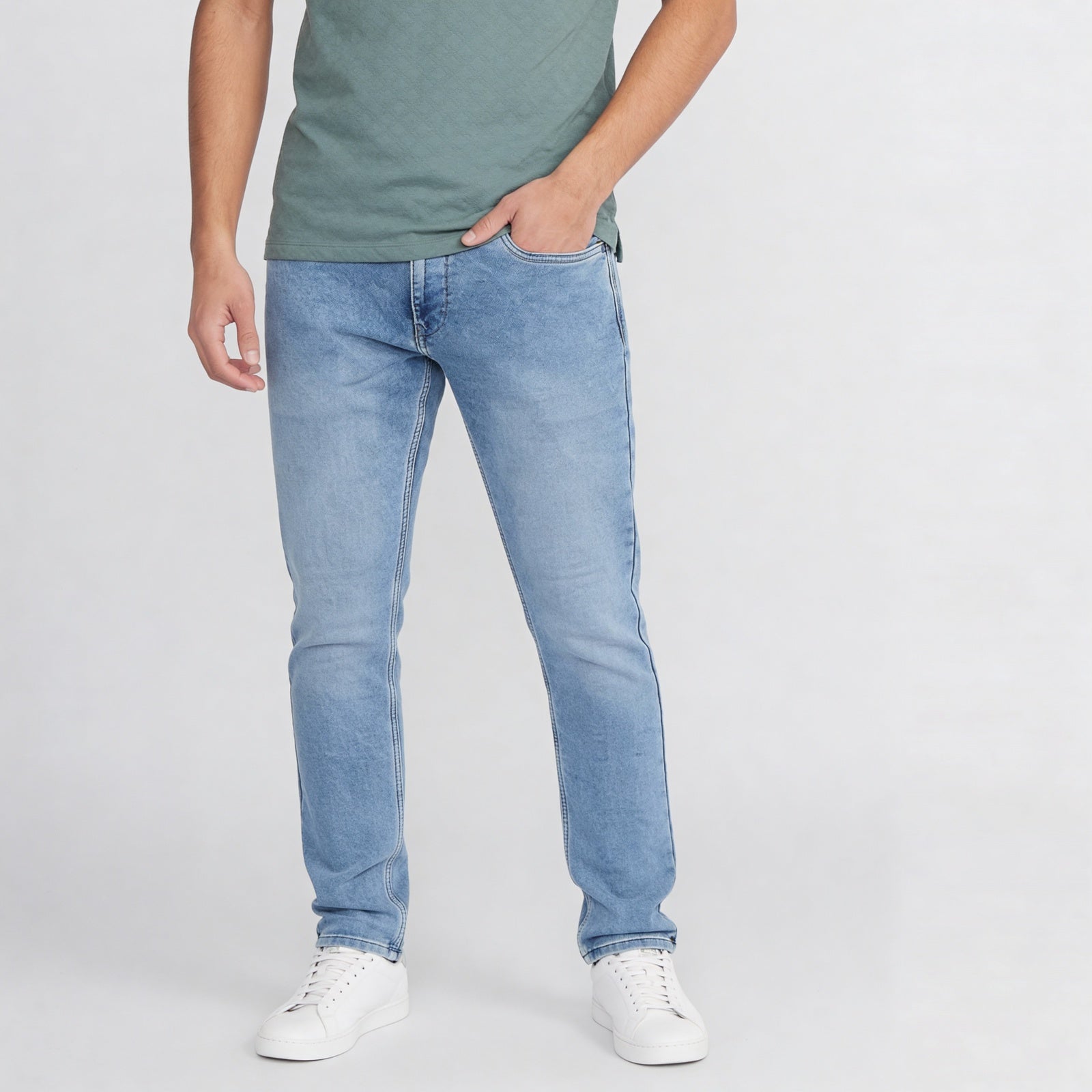 Stone Wash Full Length Jeans
