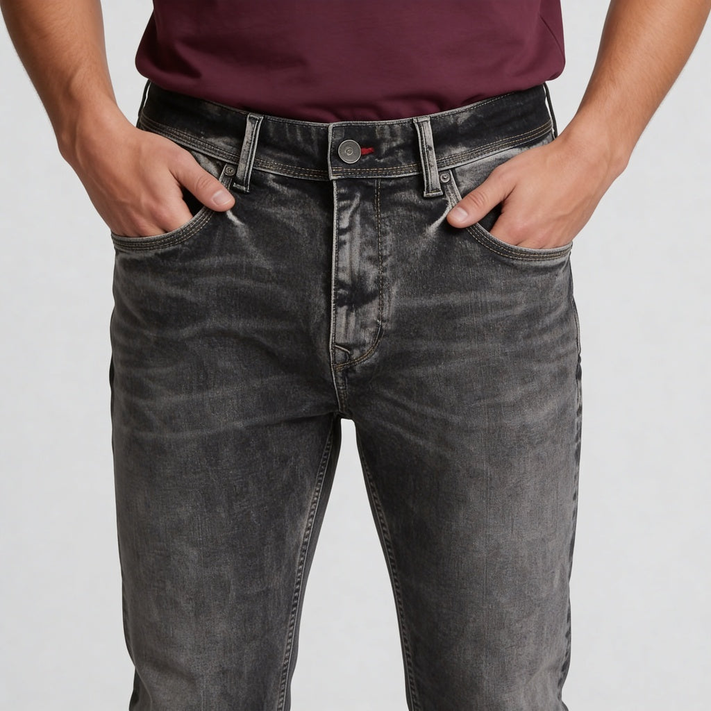 Stone Wash Flare Fit Jeans