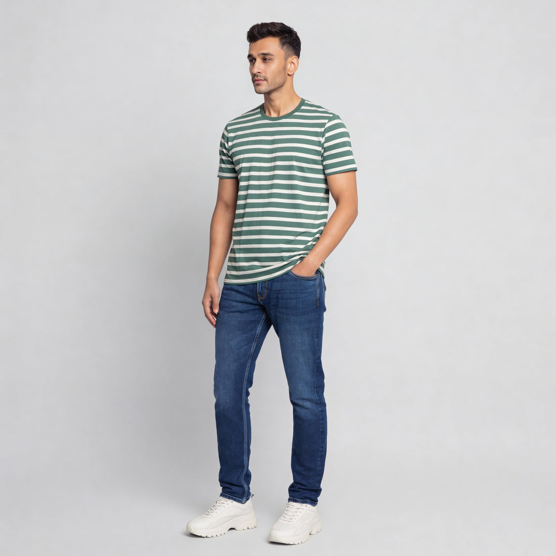 Stone Wash Full Length Jeans