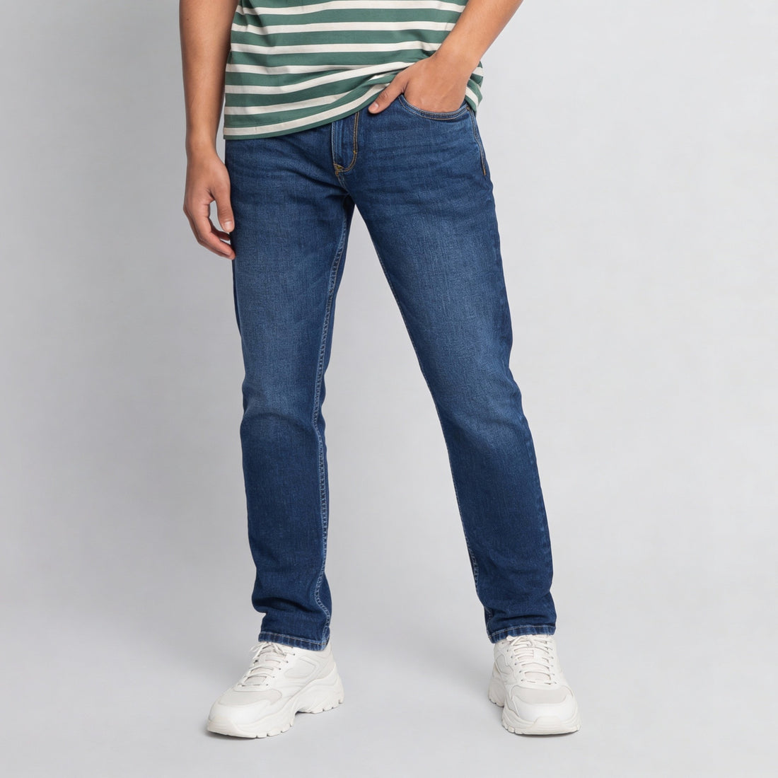 Stone Wash Full Length Jeans