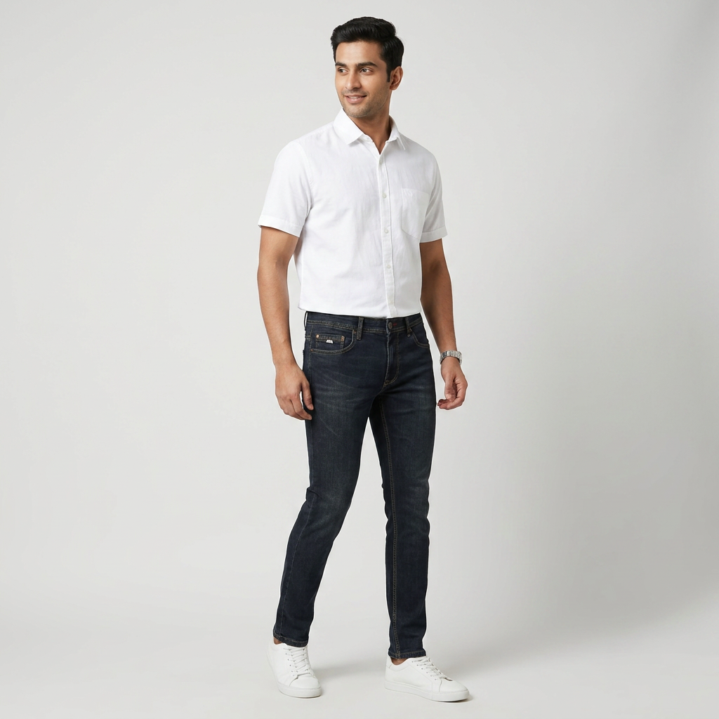 Straight Fit Mid Rise Jeans