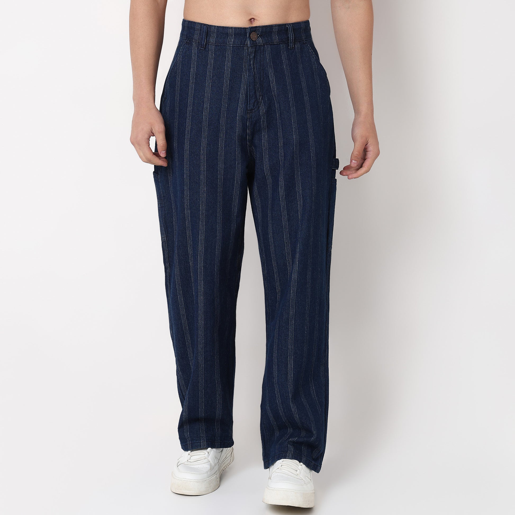 Striped Full Length Anti Fit Jeans